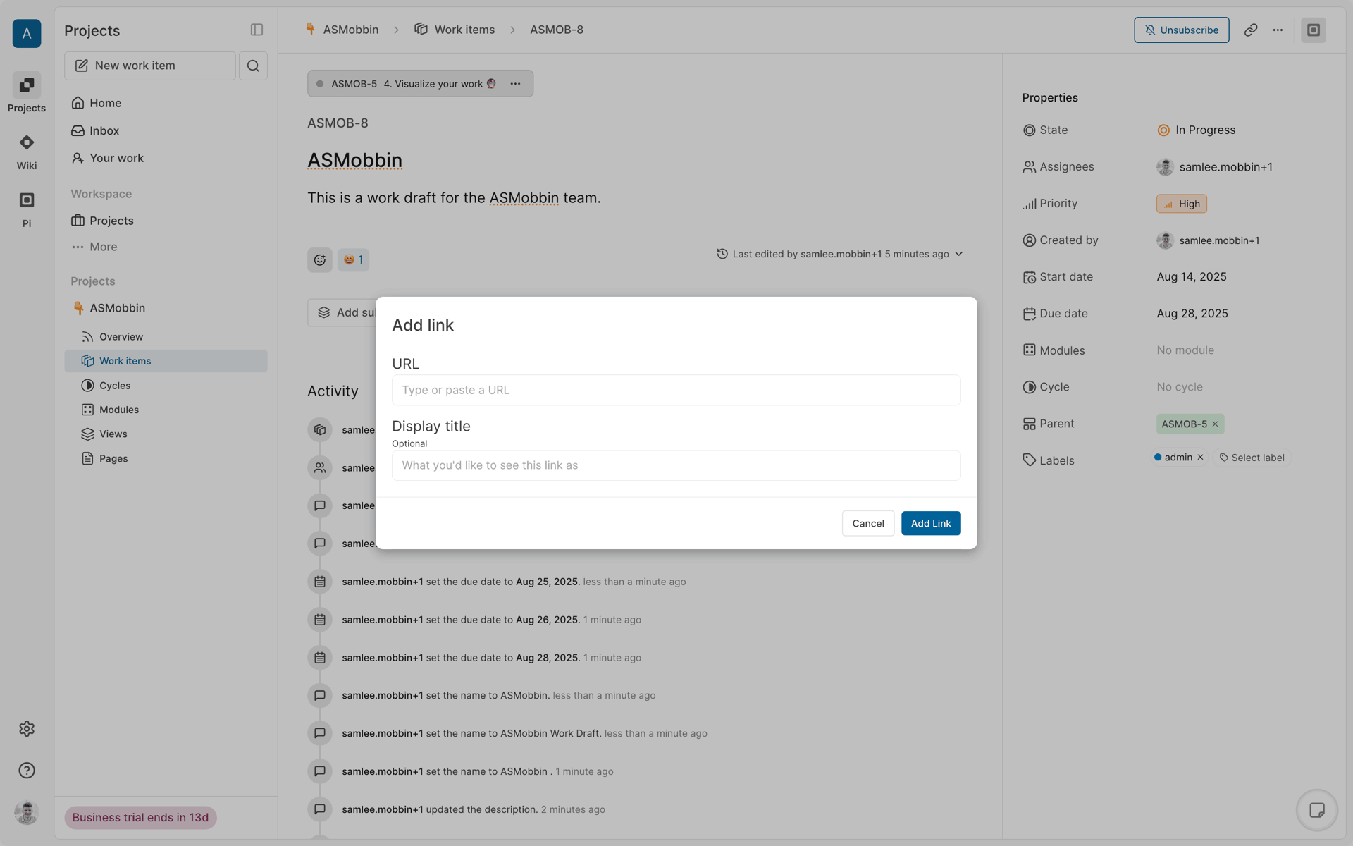 Plane Web Business interface screenshot 16