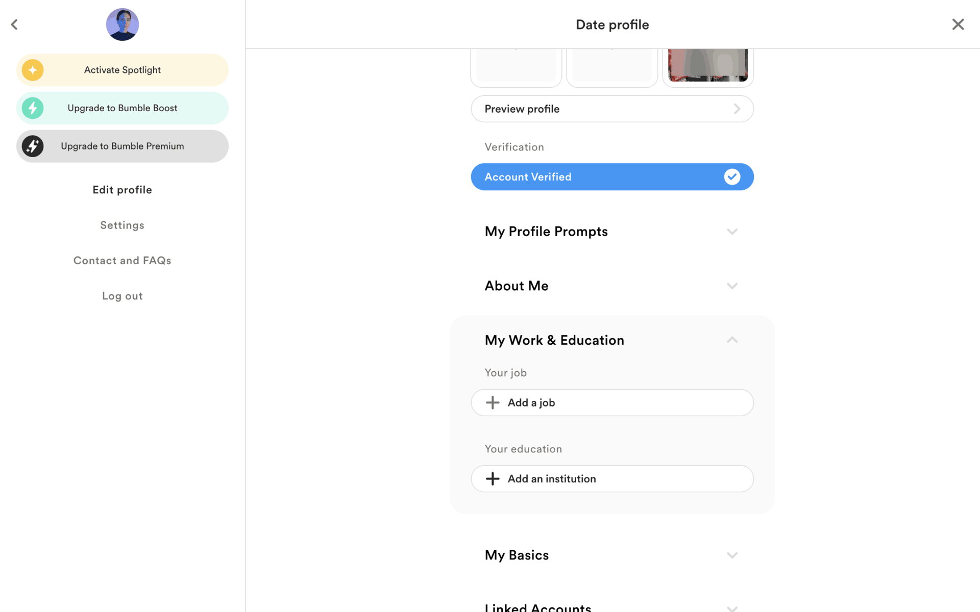 Bumble Web Lifestyle interface screenshot 22