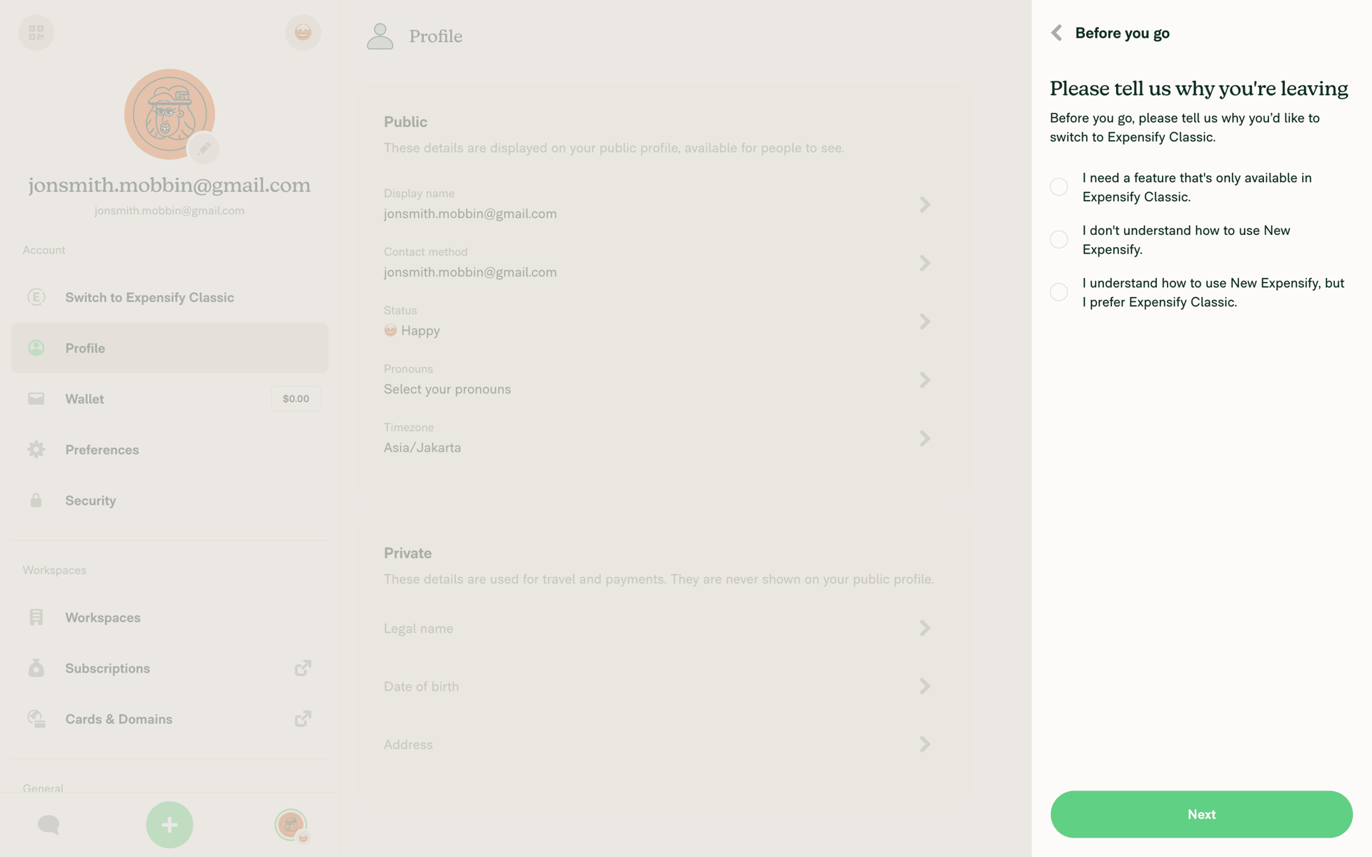 Expensify Web Finance interface screenshot 23