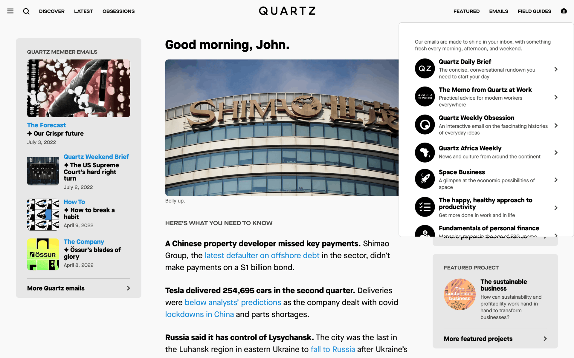 Quartz Web News interface screenshot 9