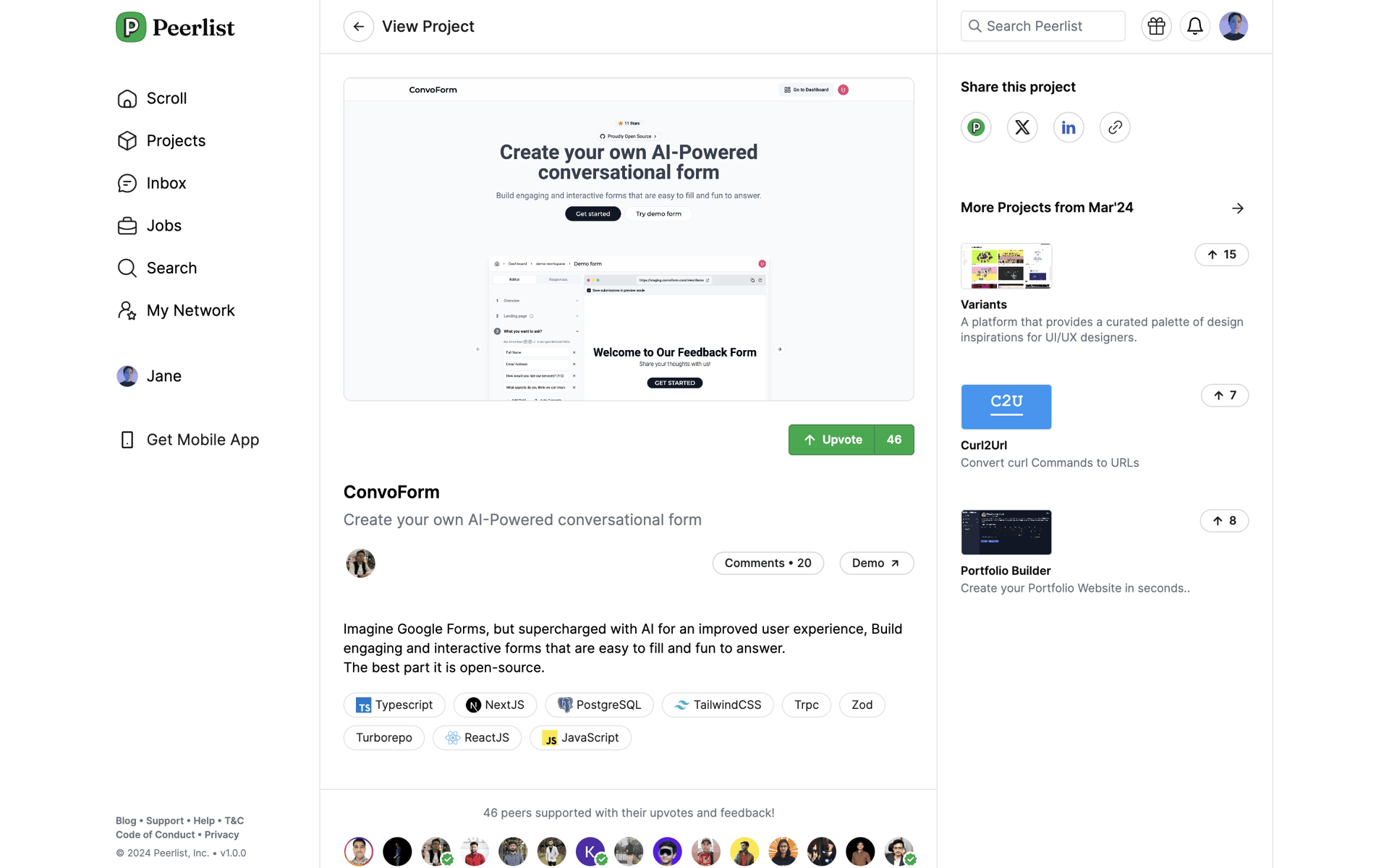 Peerlist Web Social Networking interface screenshot 12