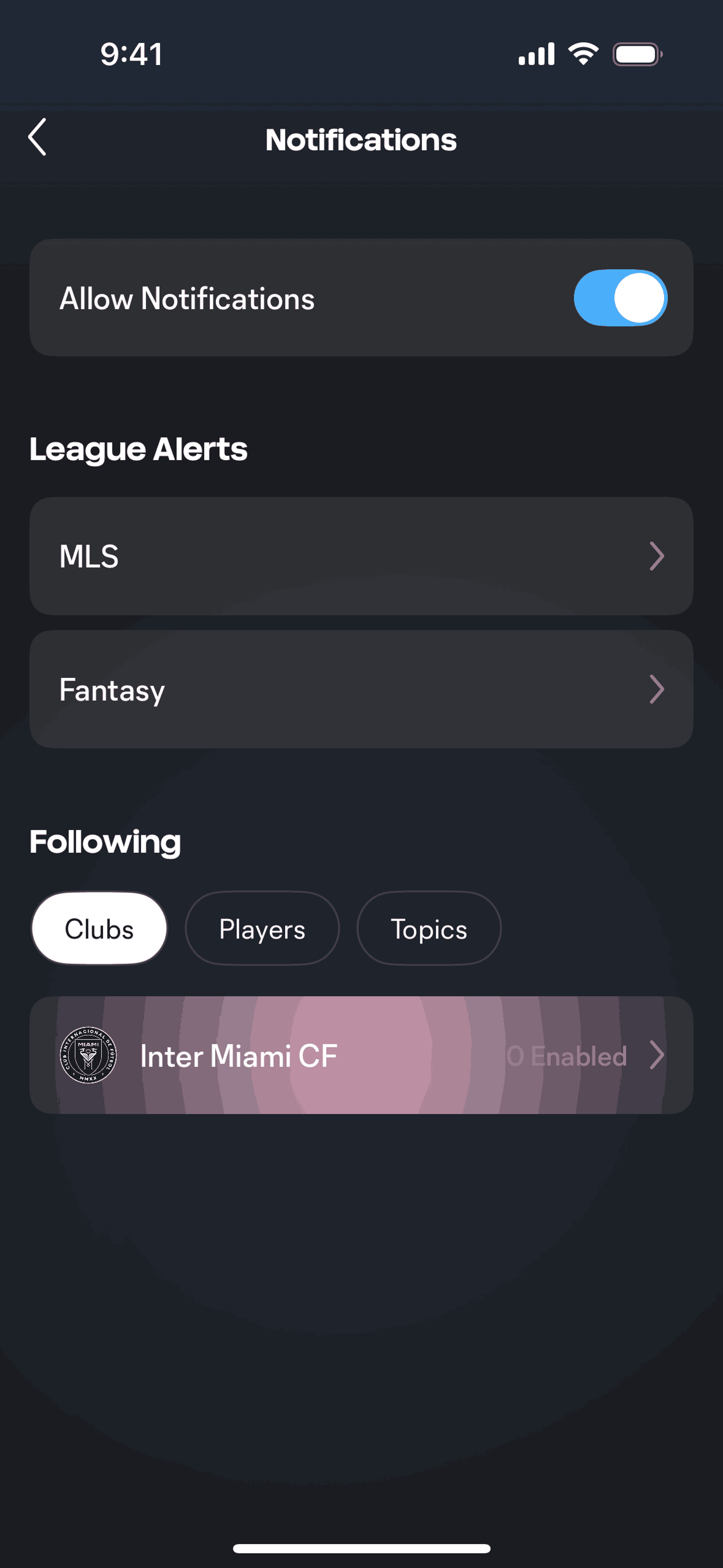 MLS iOS Sports interface screenshot 13