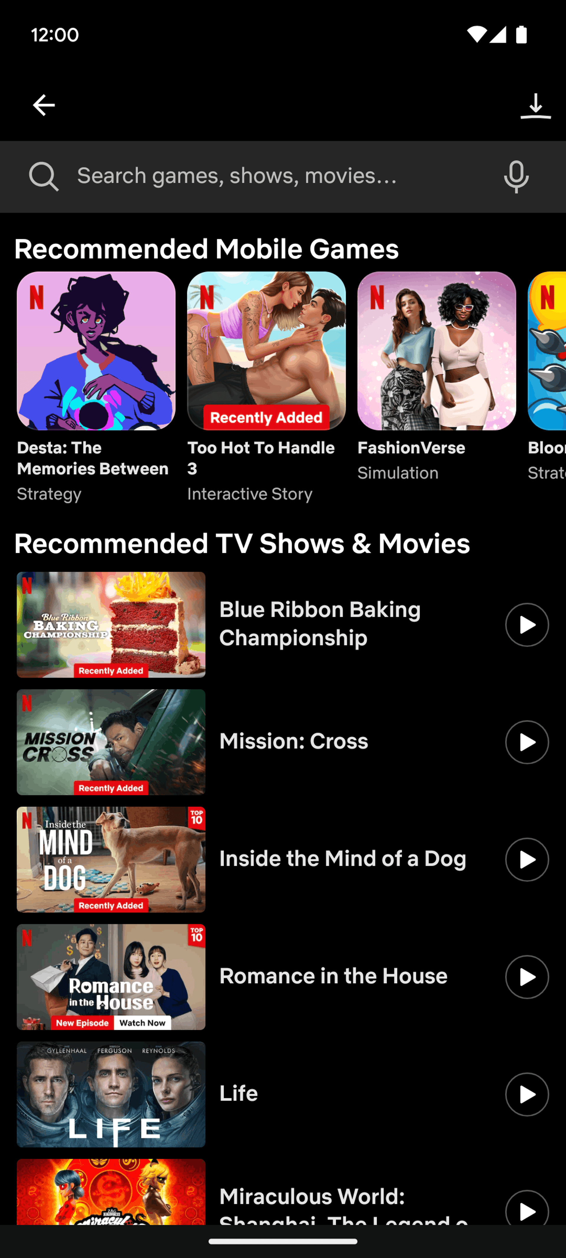 Netflix Android Entertainment interface screenshot 22