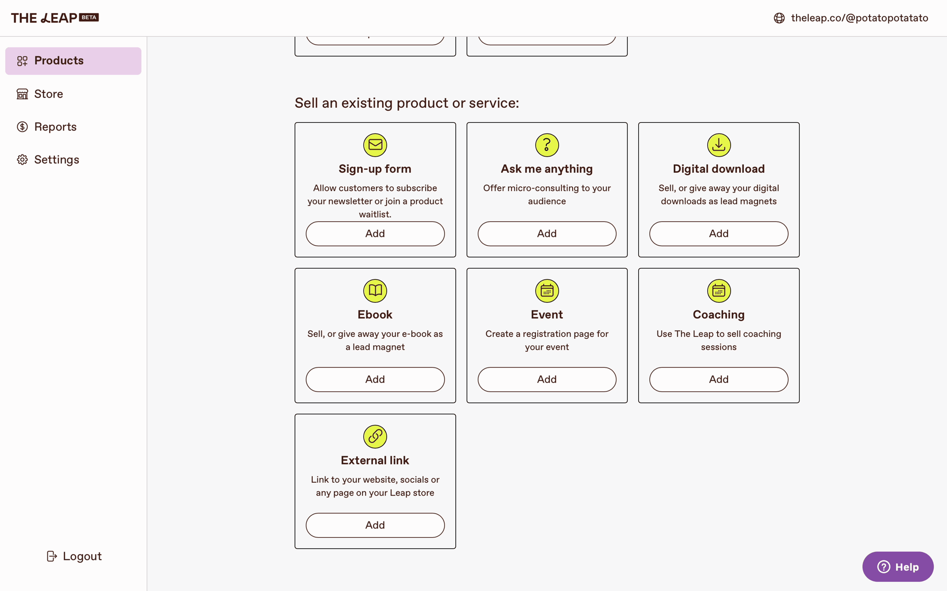 The Leap Web Business interface screenshot 11