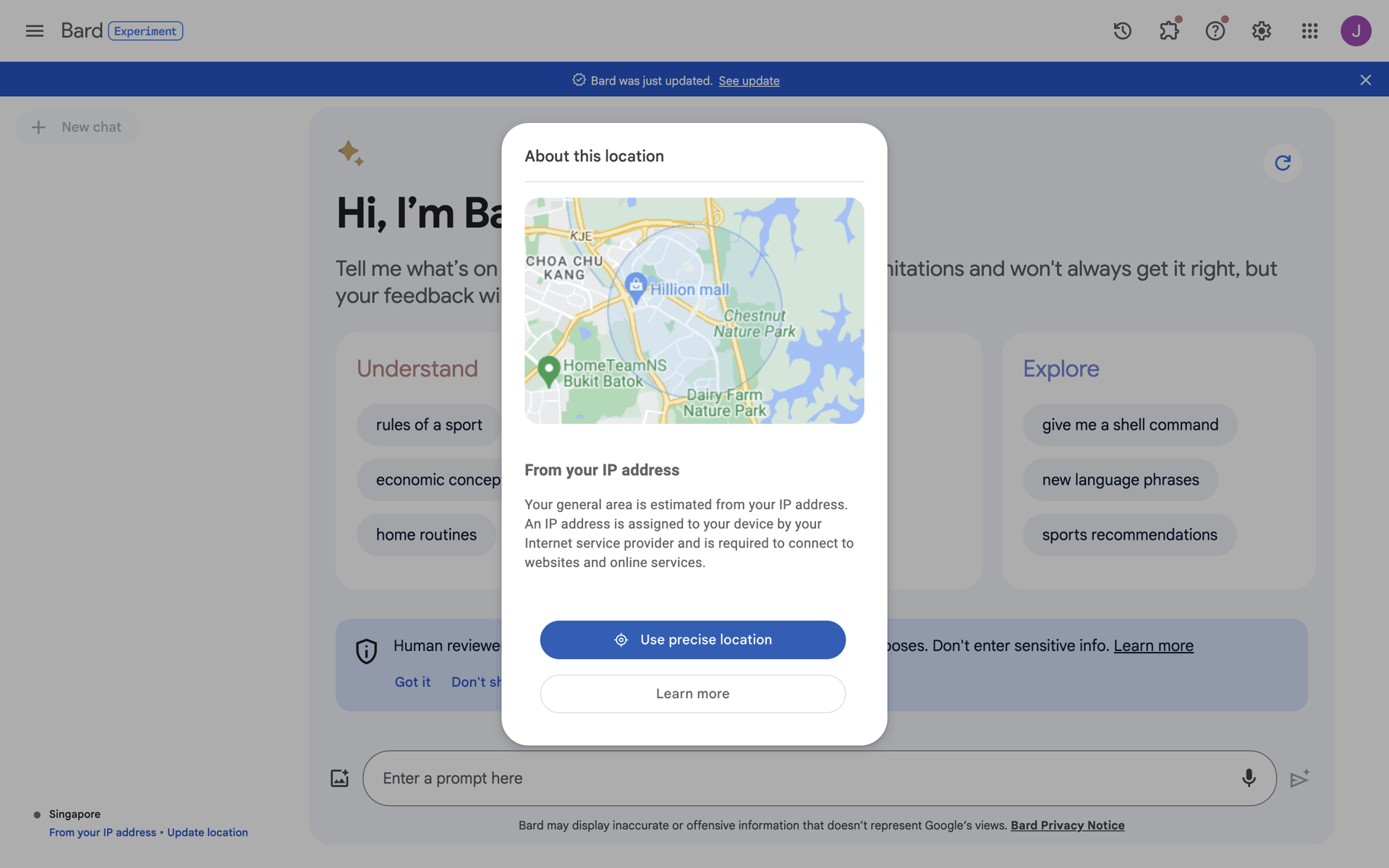 Bard Web AI interface screenshot 13