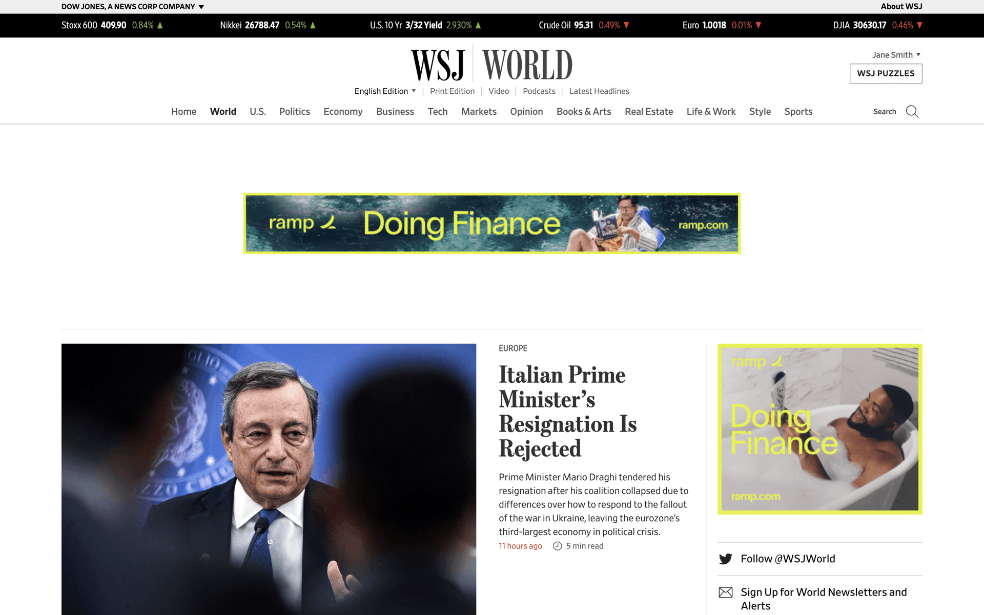 WSJ Web News interface screenshot 20