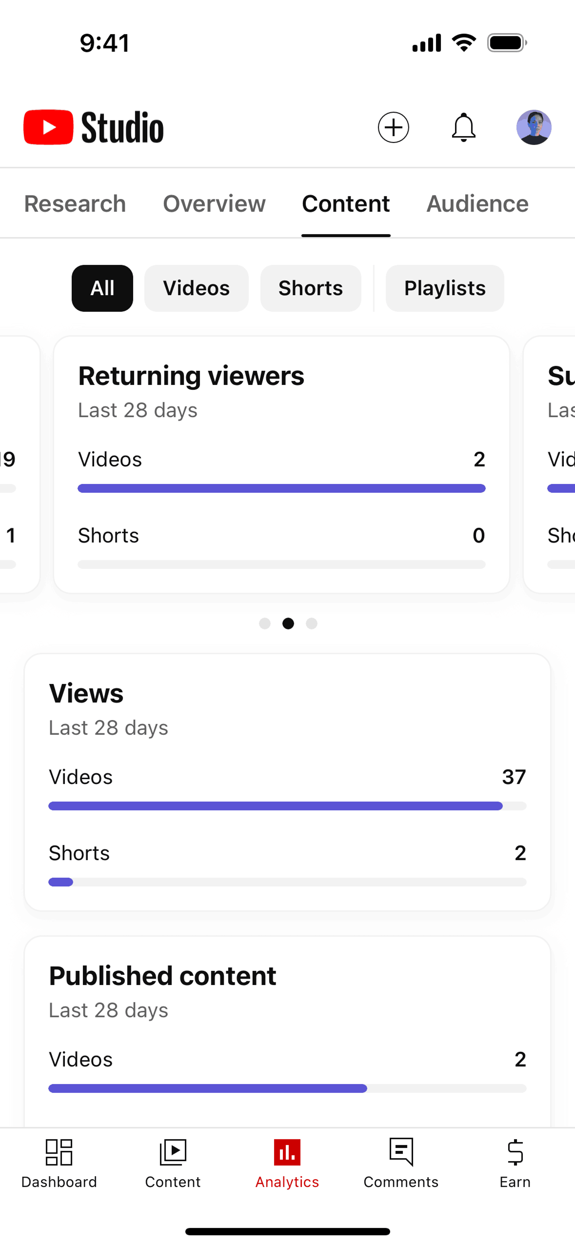 YouTube Studio iOS Photo & Video interface screenshot 11