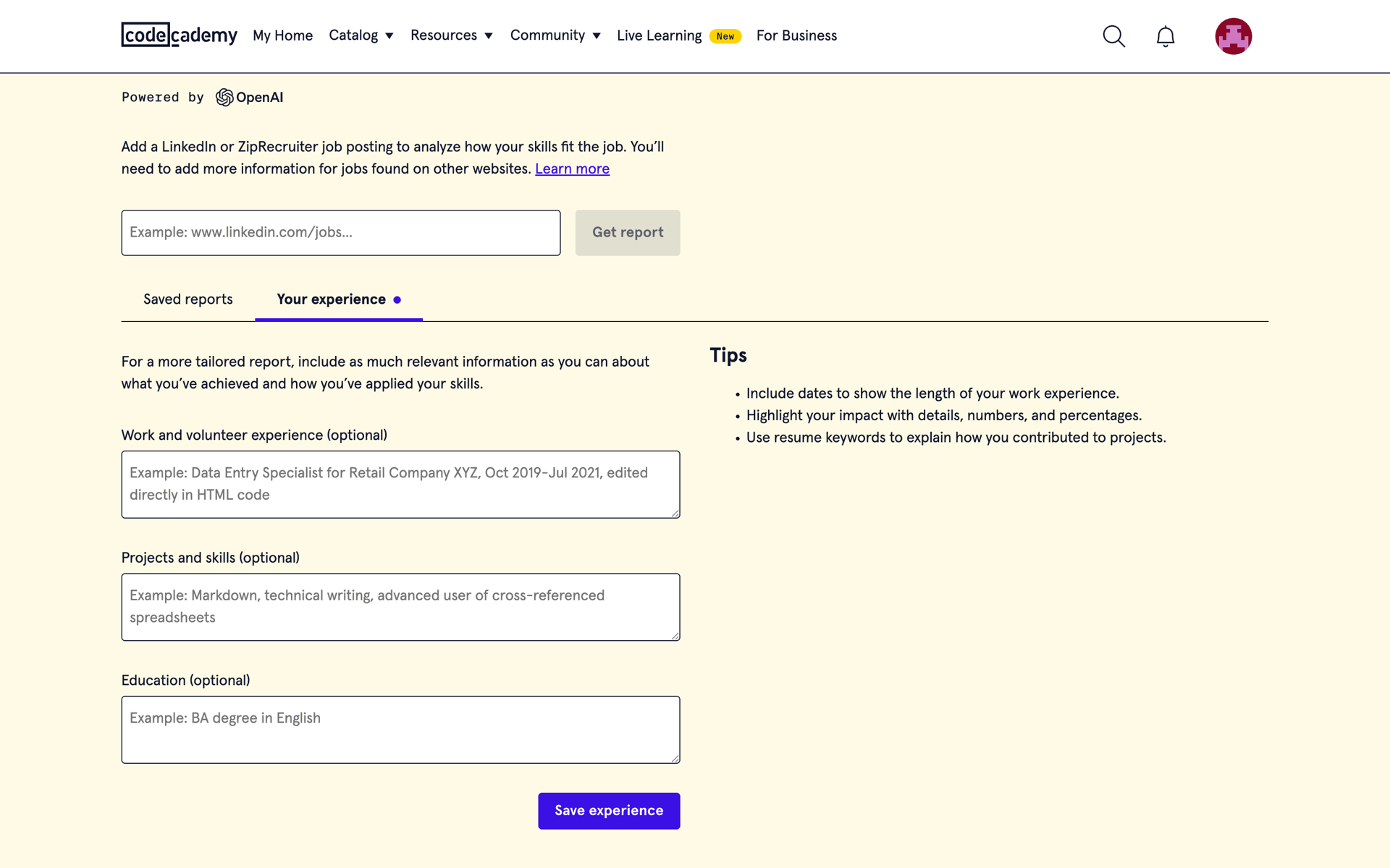 Codecademy Web AI interface screenshot 16