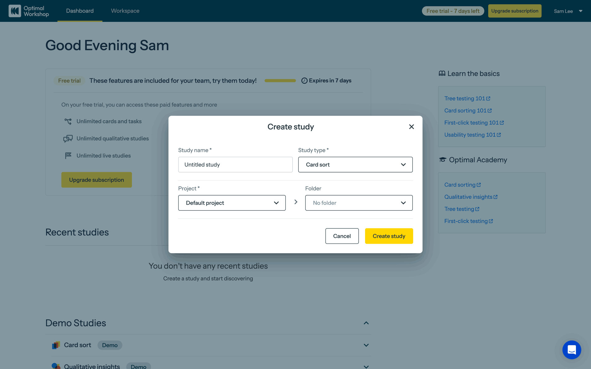 Optimal Workshop Web Business interface screenshot 10