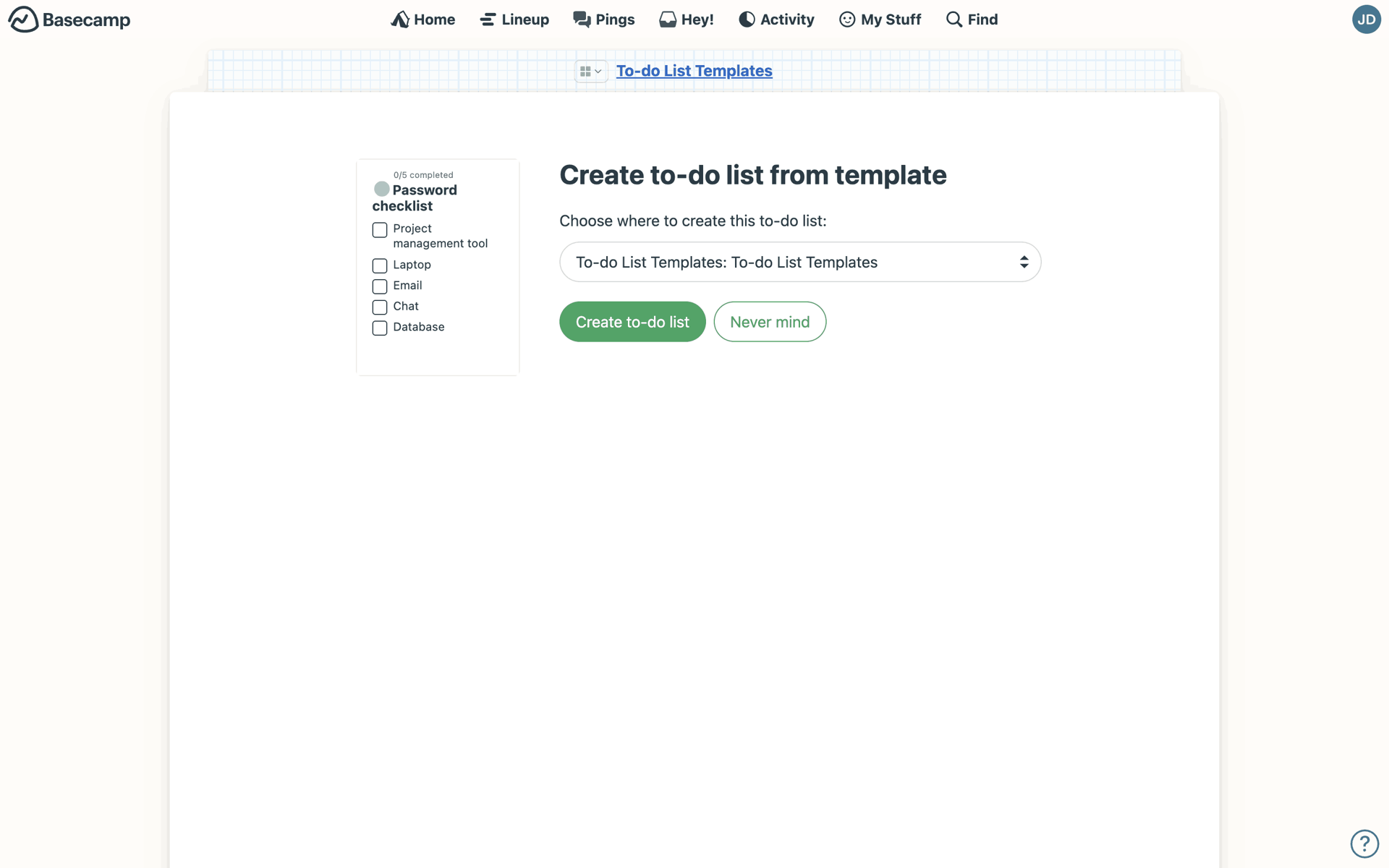 Basecamp Web Business interface screenshot 14