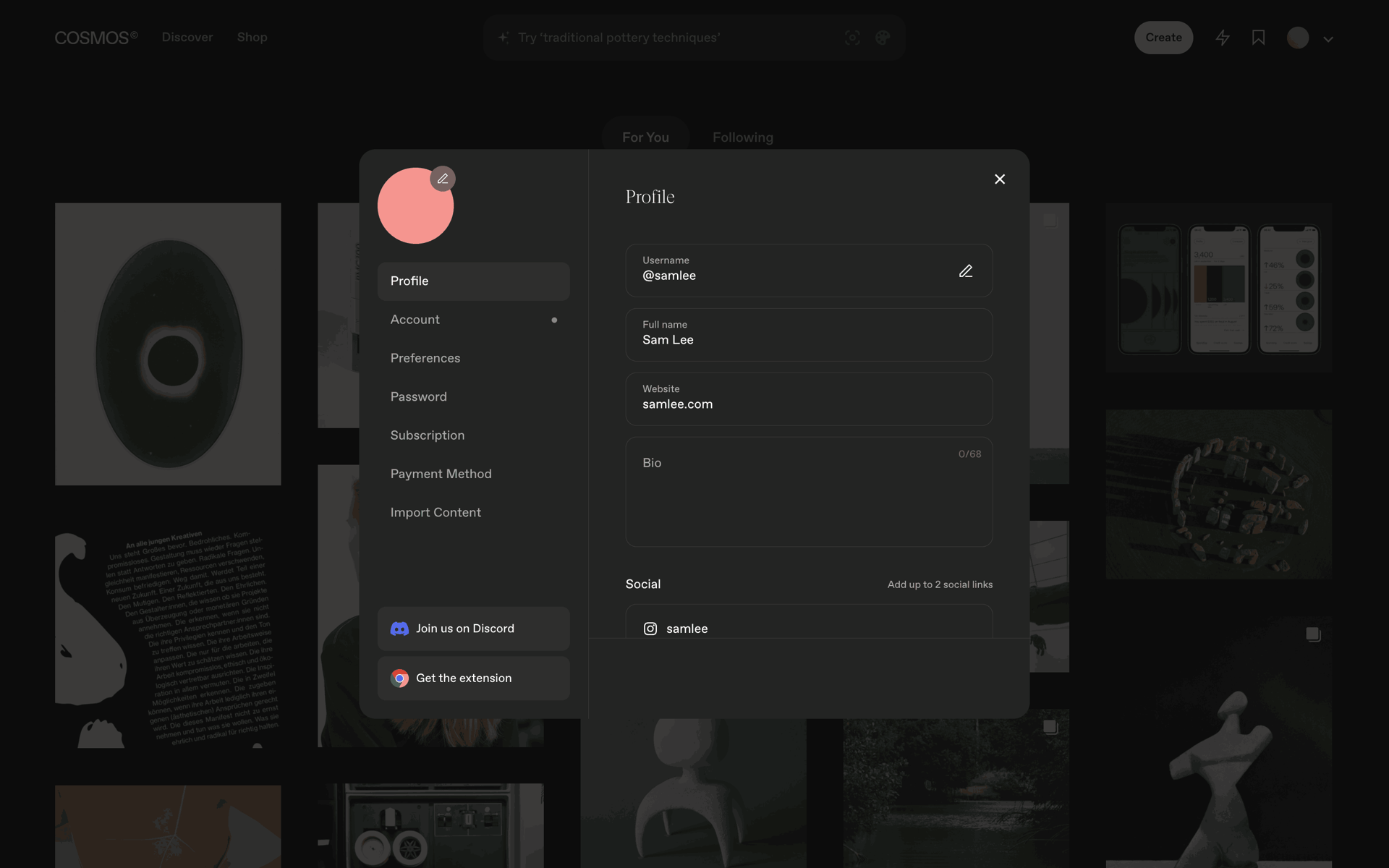 Cosmos Web Photo & Video interface screenshot 12