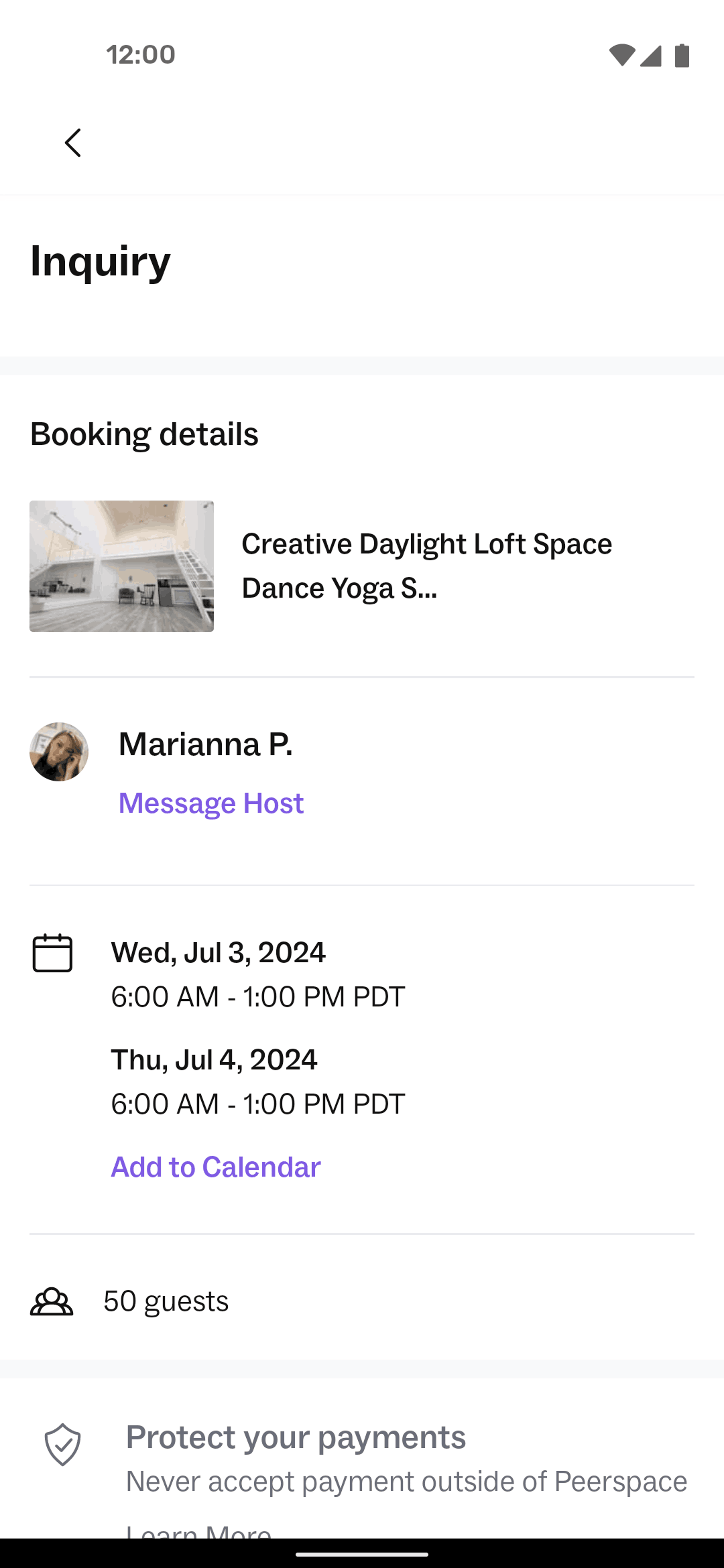 Peerspace Android Lifestyle interface screenshot 24