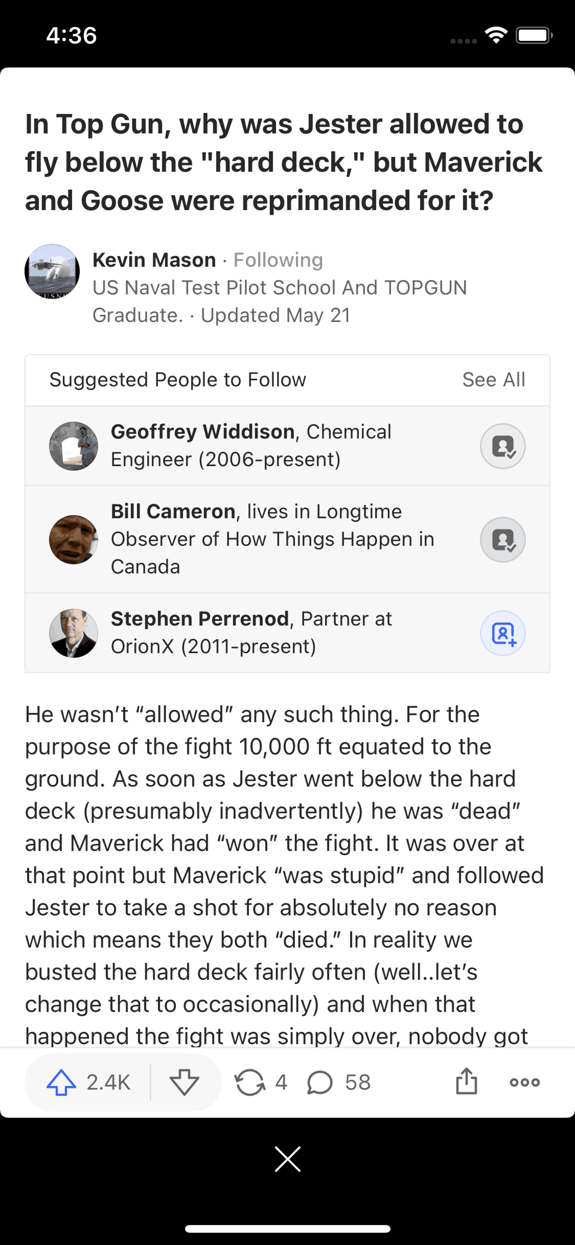 Quora iOS Social Networking interface screenshot 16