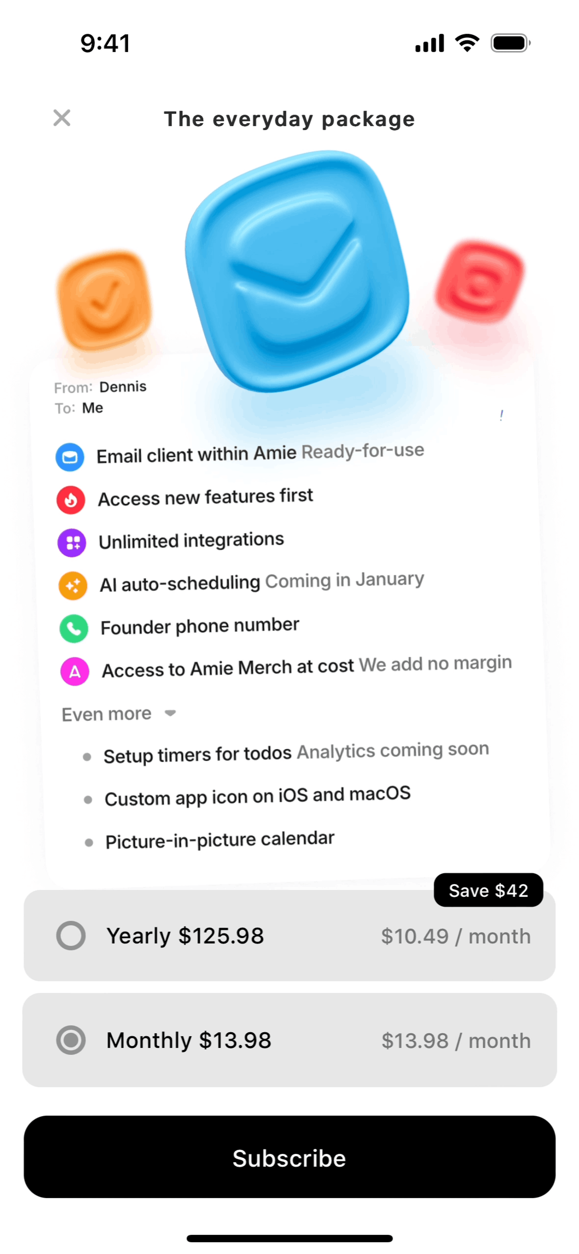 Amie iOS Productivity interface screenshot 18