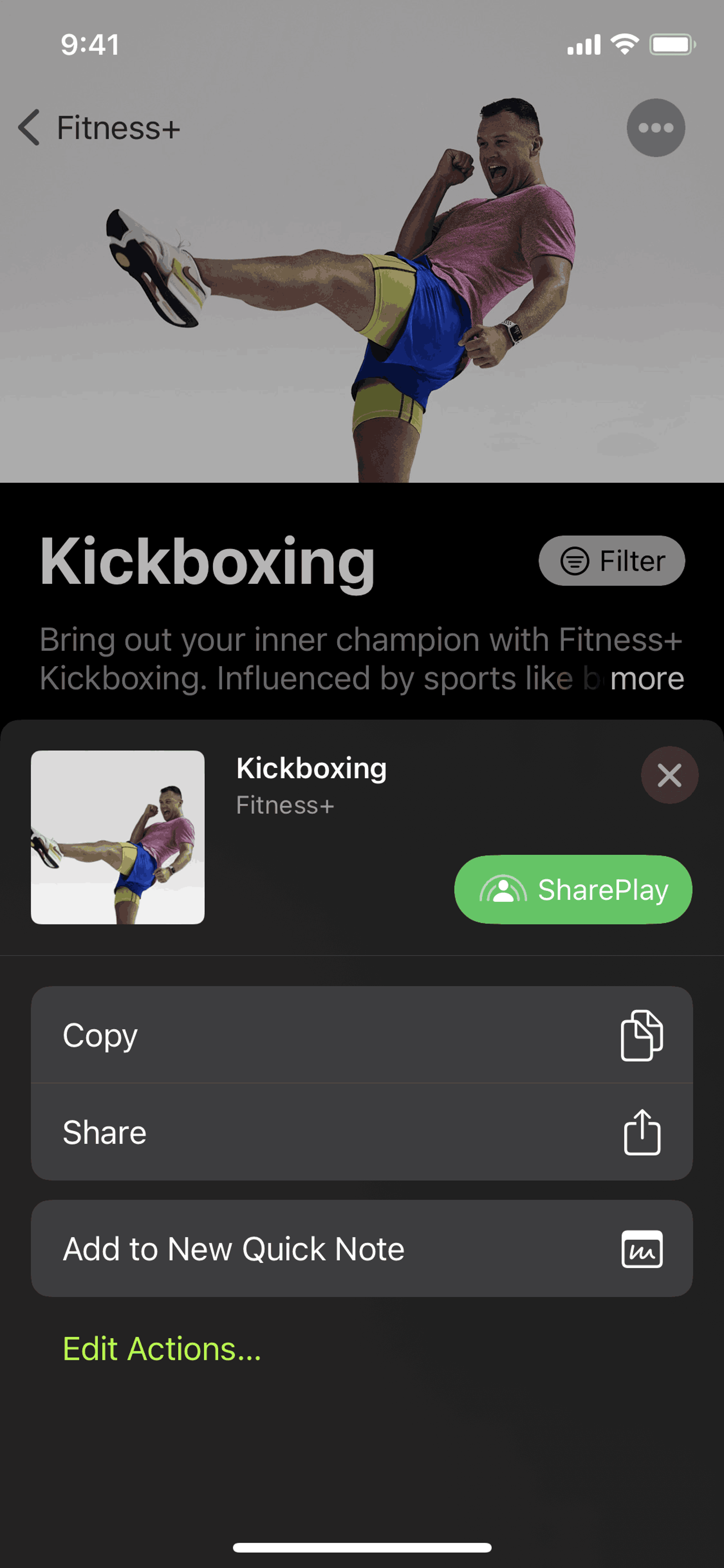 Sharing a collection on Apple Fitness (ios) screen 2