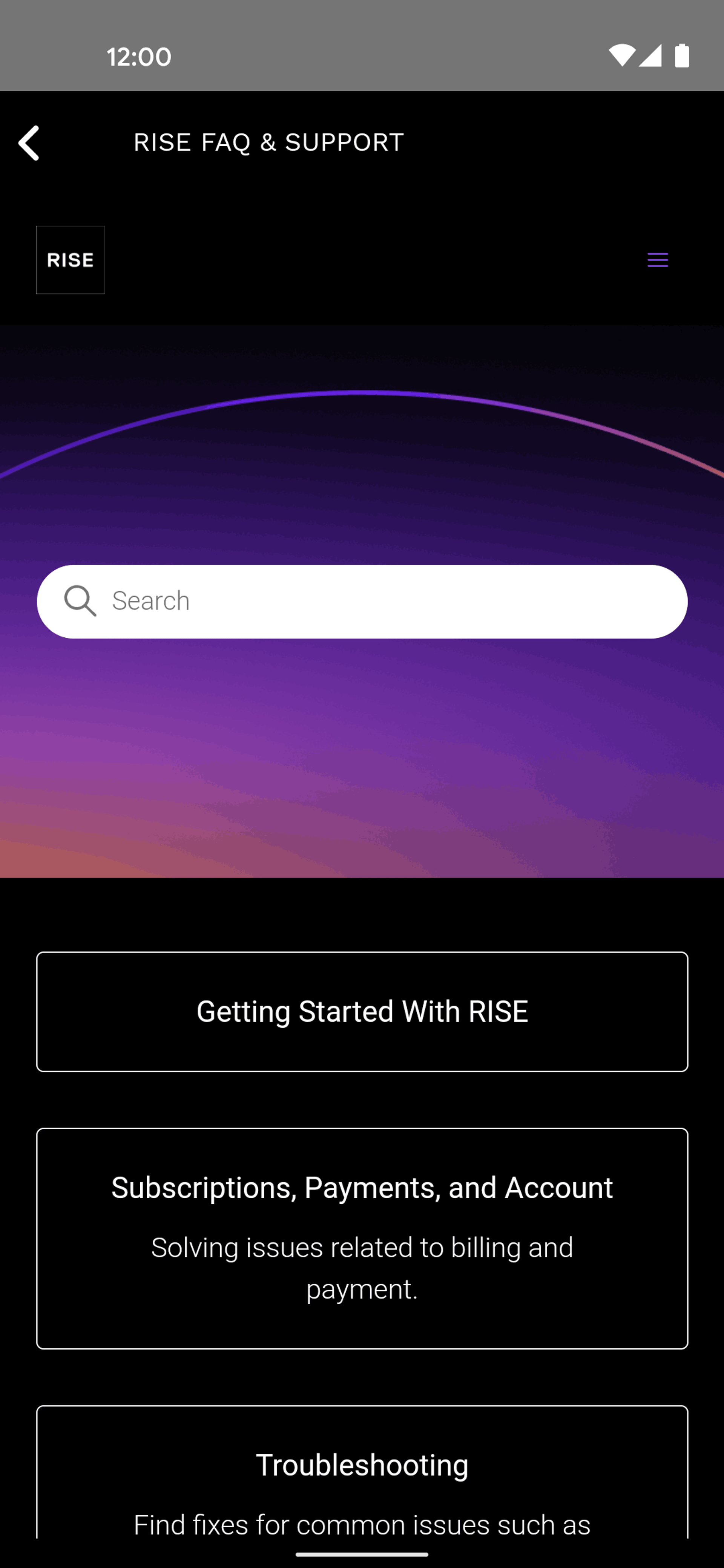 Rise Android Health & Fitness interface screenshot 13