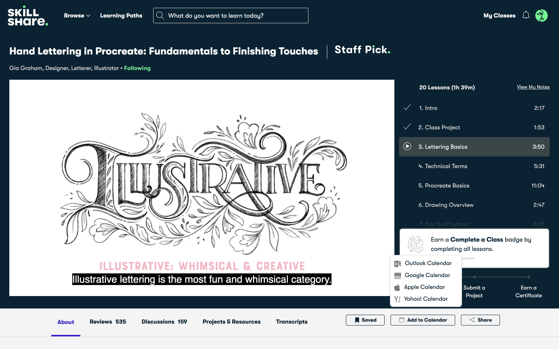 Skillshare Web Education interface screenshot 6