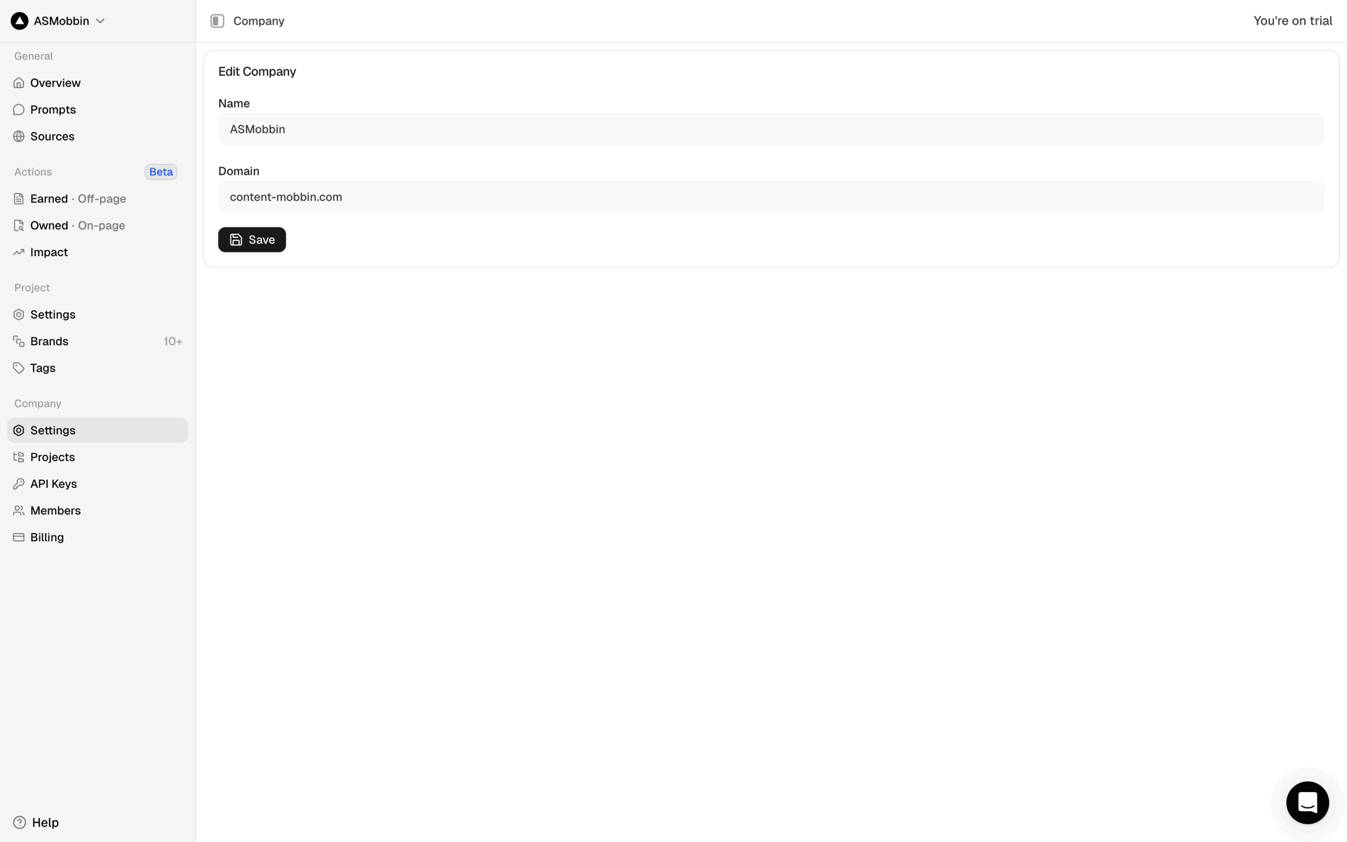 Peec AI Web Business interface screenshot 20