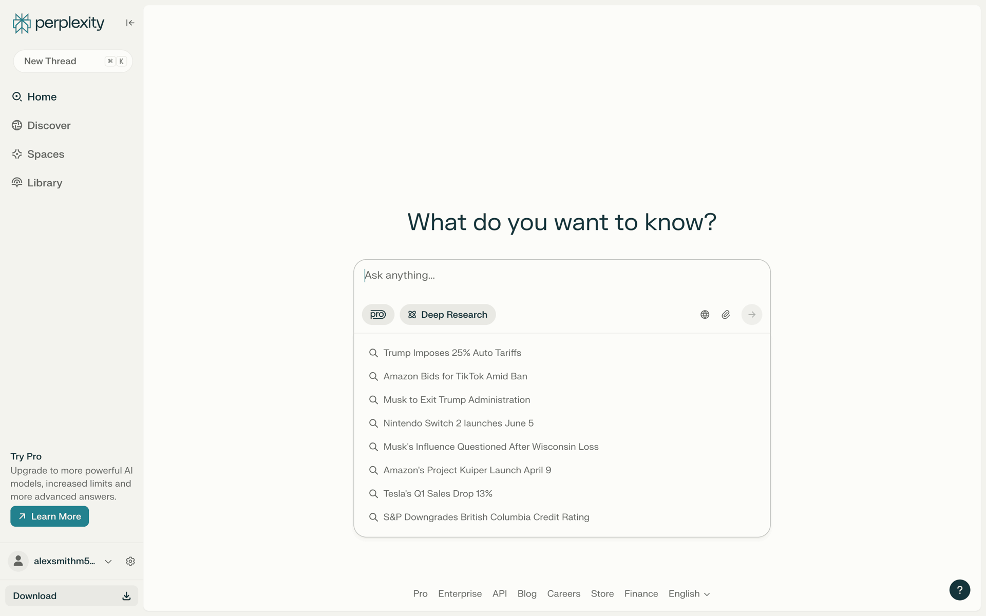Perplexity Web AI interface screenshot 16