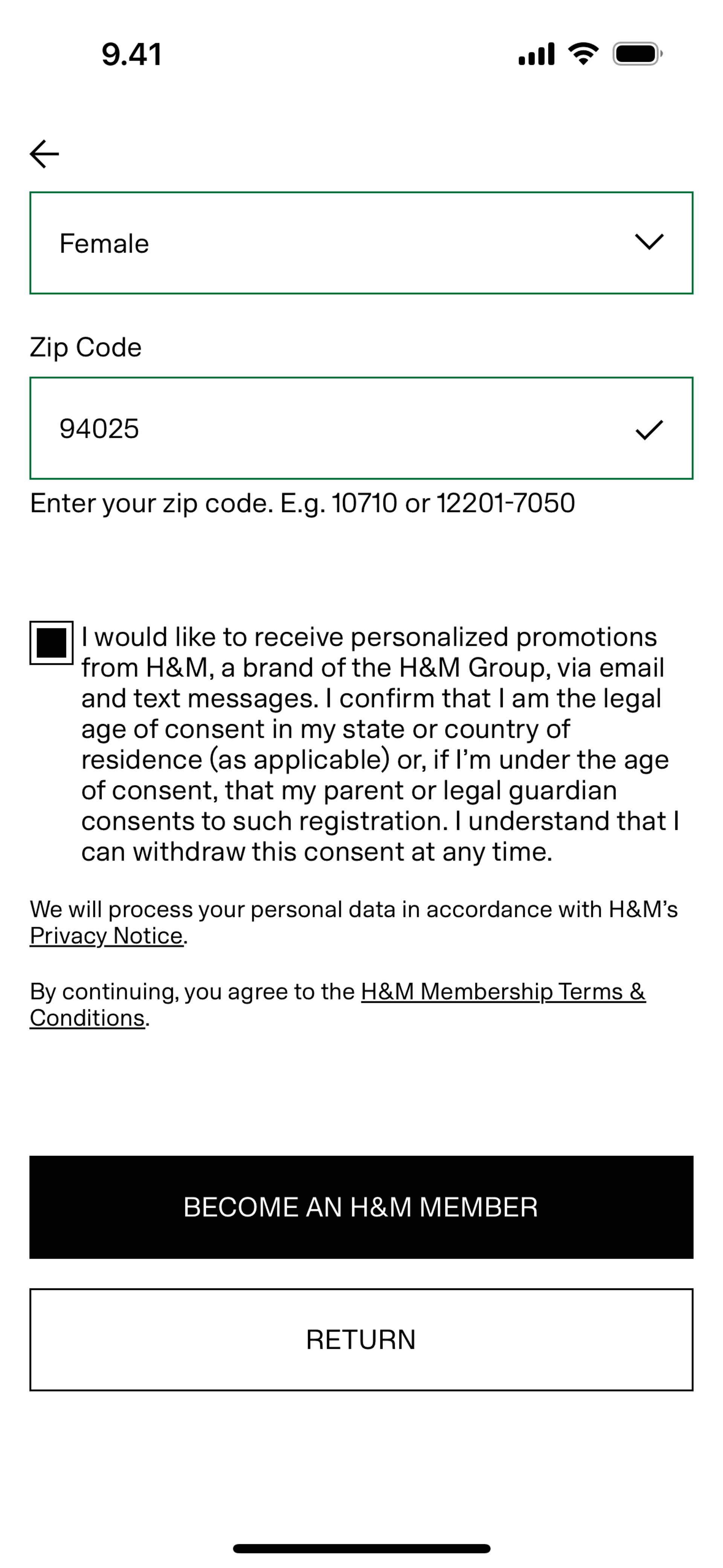H&M iOS Shopping interface screenshot 15