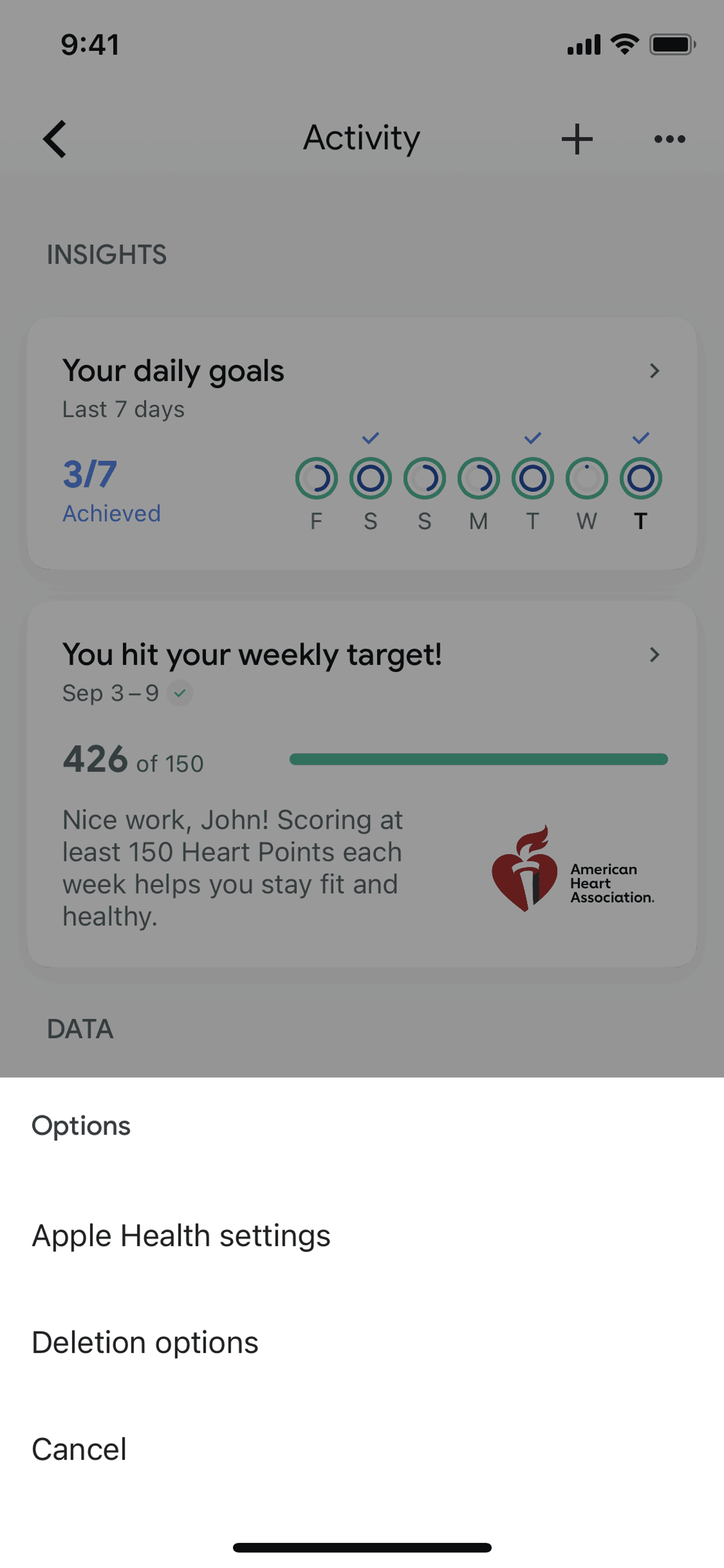 Google Fit iOS Health & Fitness interface screenshot 8