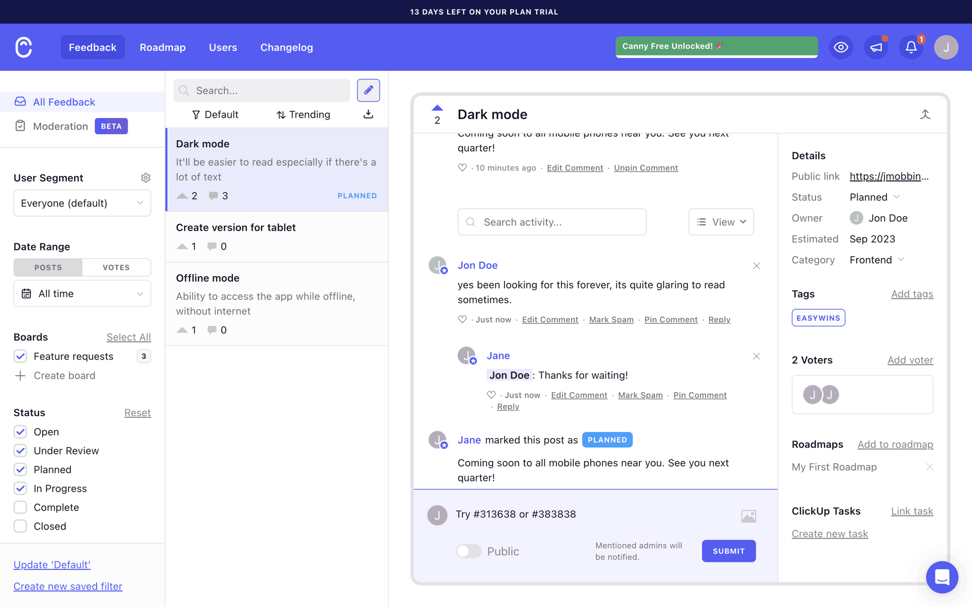Canny Web Business interface screenshot 12