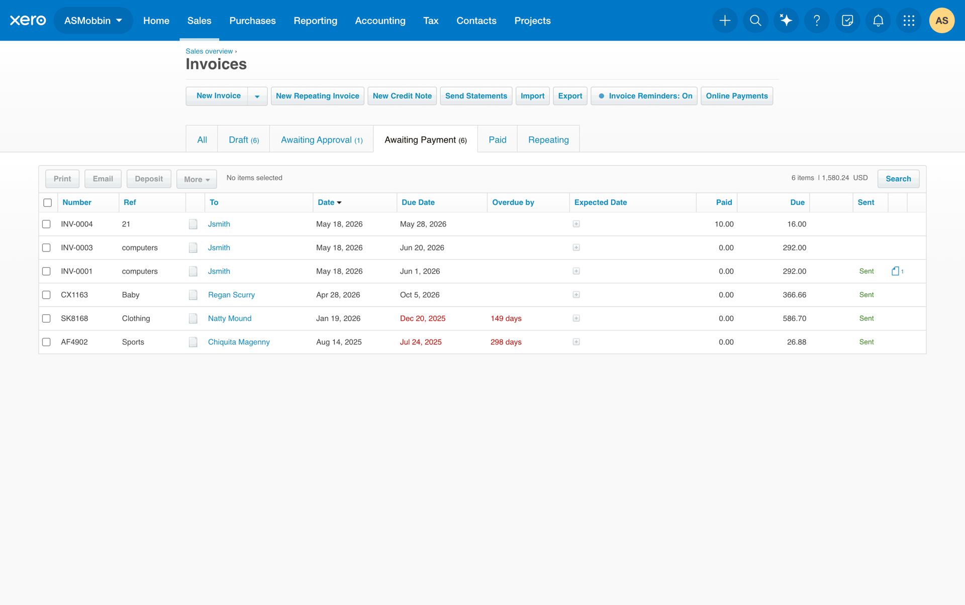 Xero Web Business interface screenshot 13