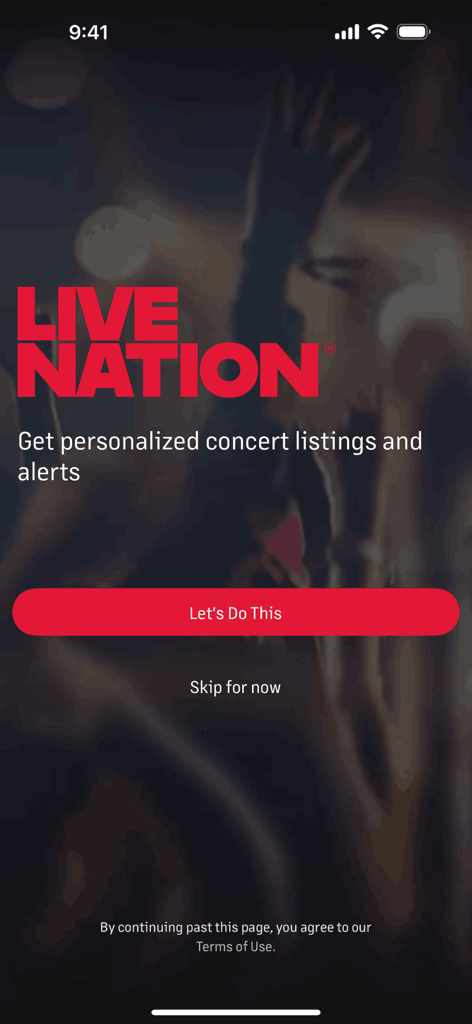 Live Nation iOS Music & Audio interface screenshot 4