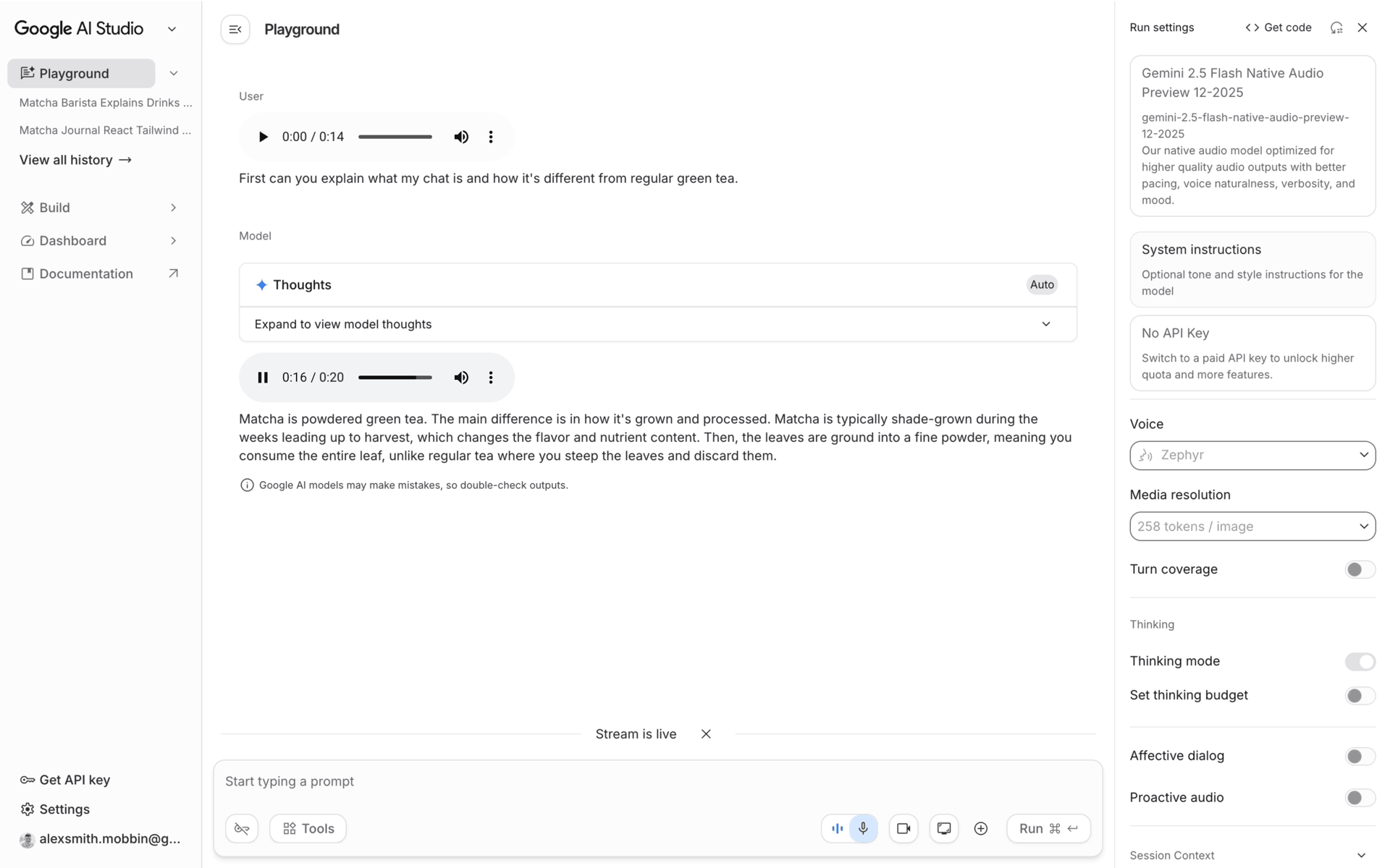 Google AI Studio Web machine learning interface screenshot 18