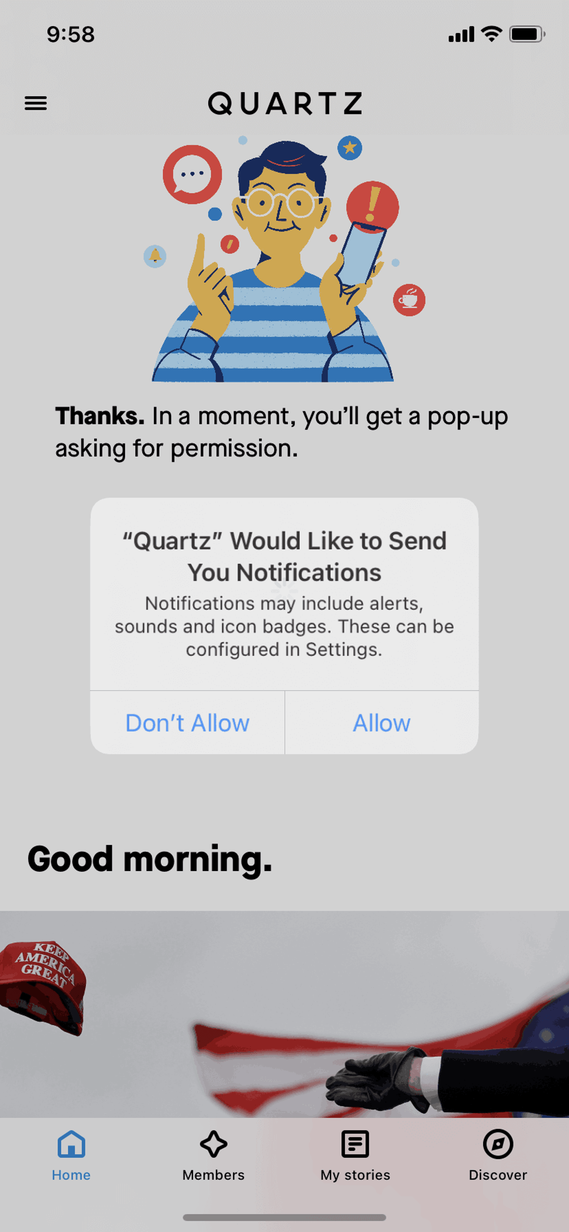 Quartz iOS News interface screenshot 2