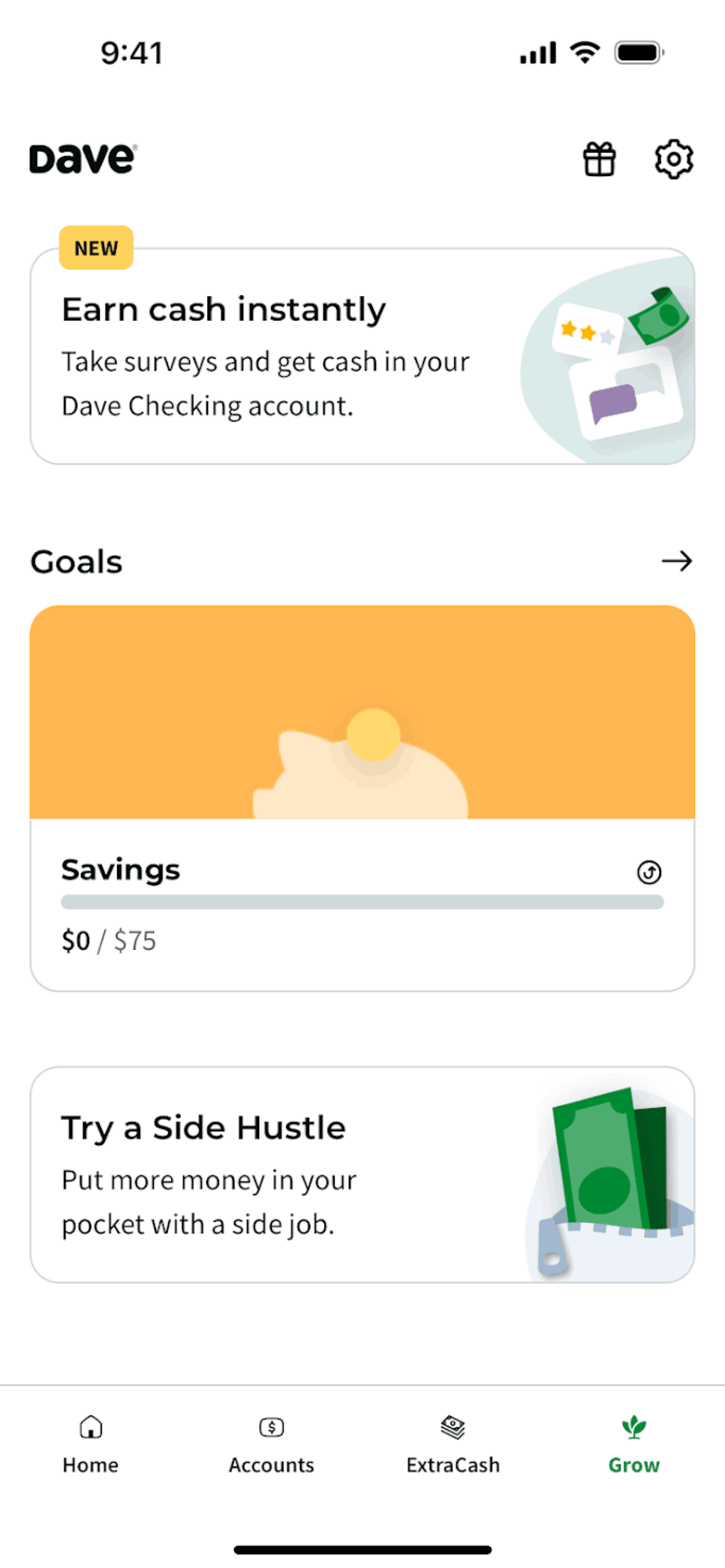 Dave iOS Finance interface screenshot 12