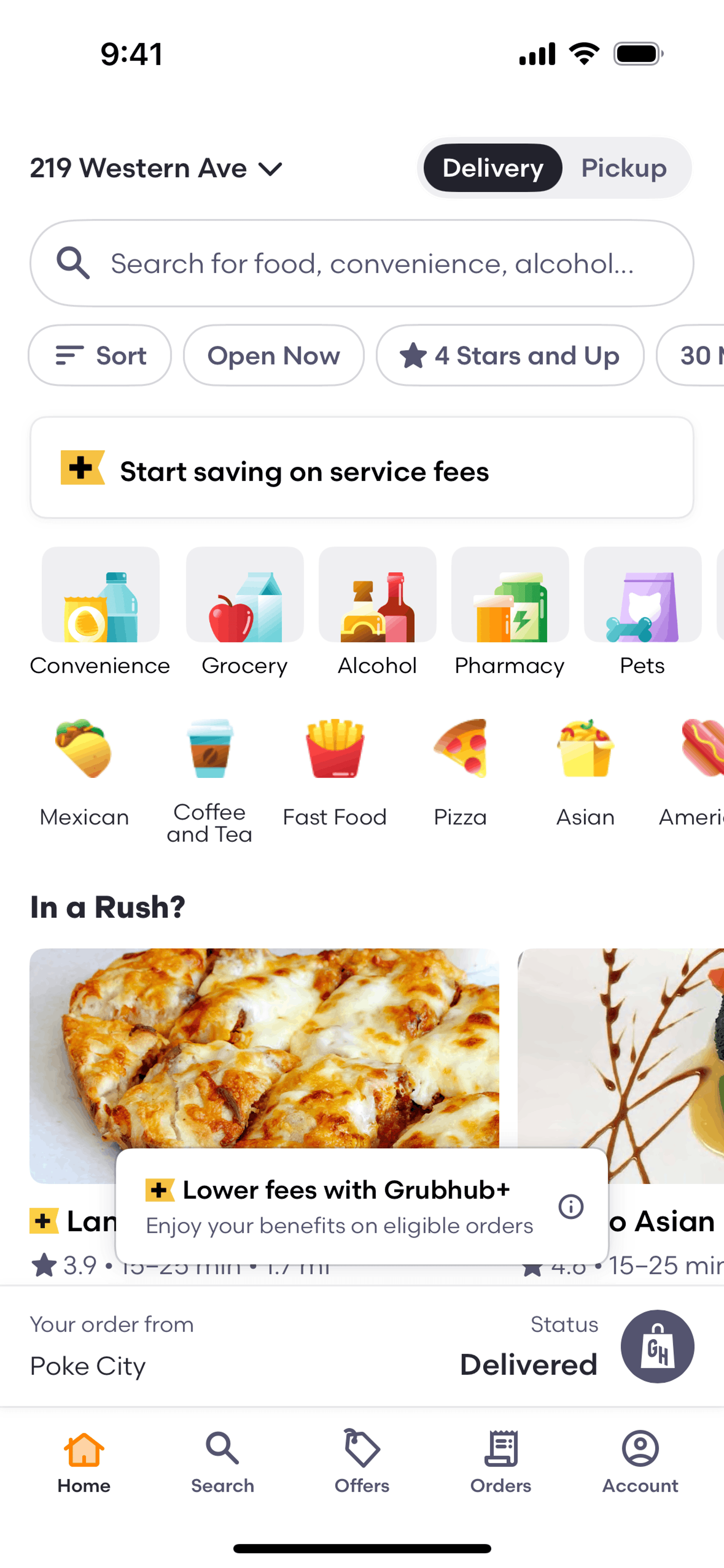 Home on Grubhub (ios) screen 2