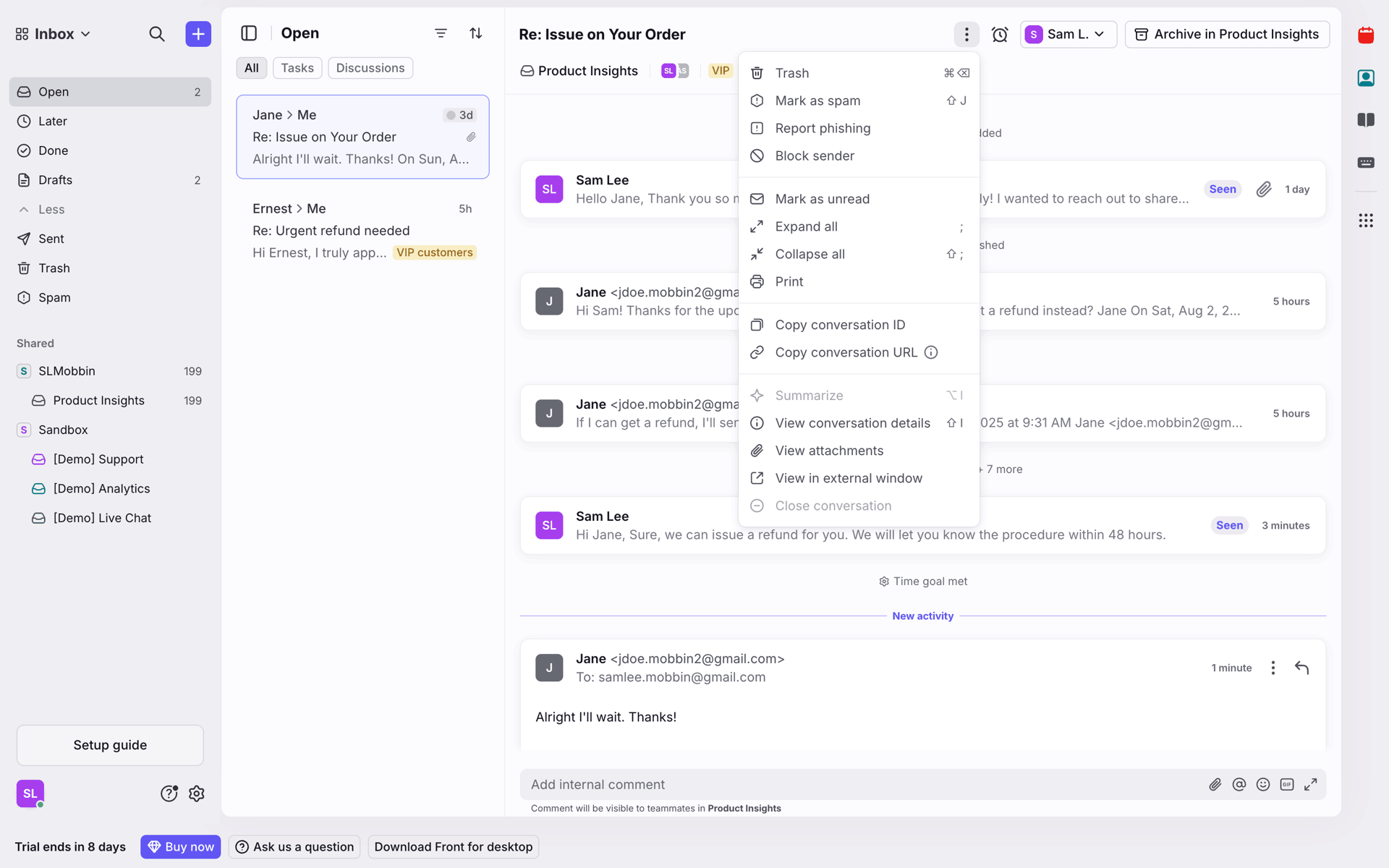 Front Web Business interface screenshot 8