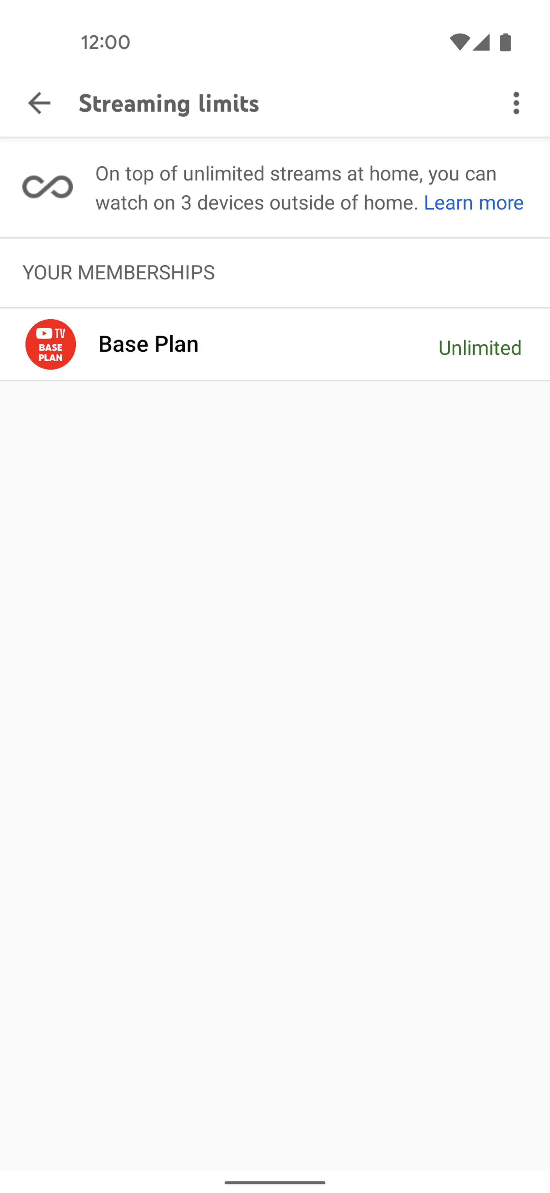 YouTube TV Android Entertainment interface screenshot 7