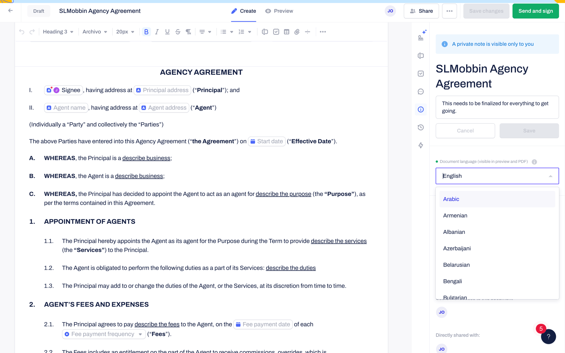 Contractbook Web Business interface screenshot 9