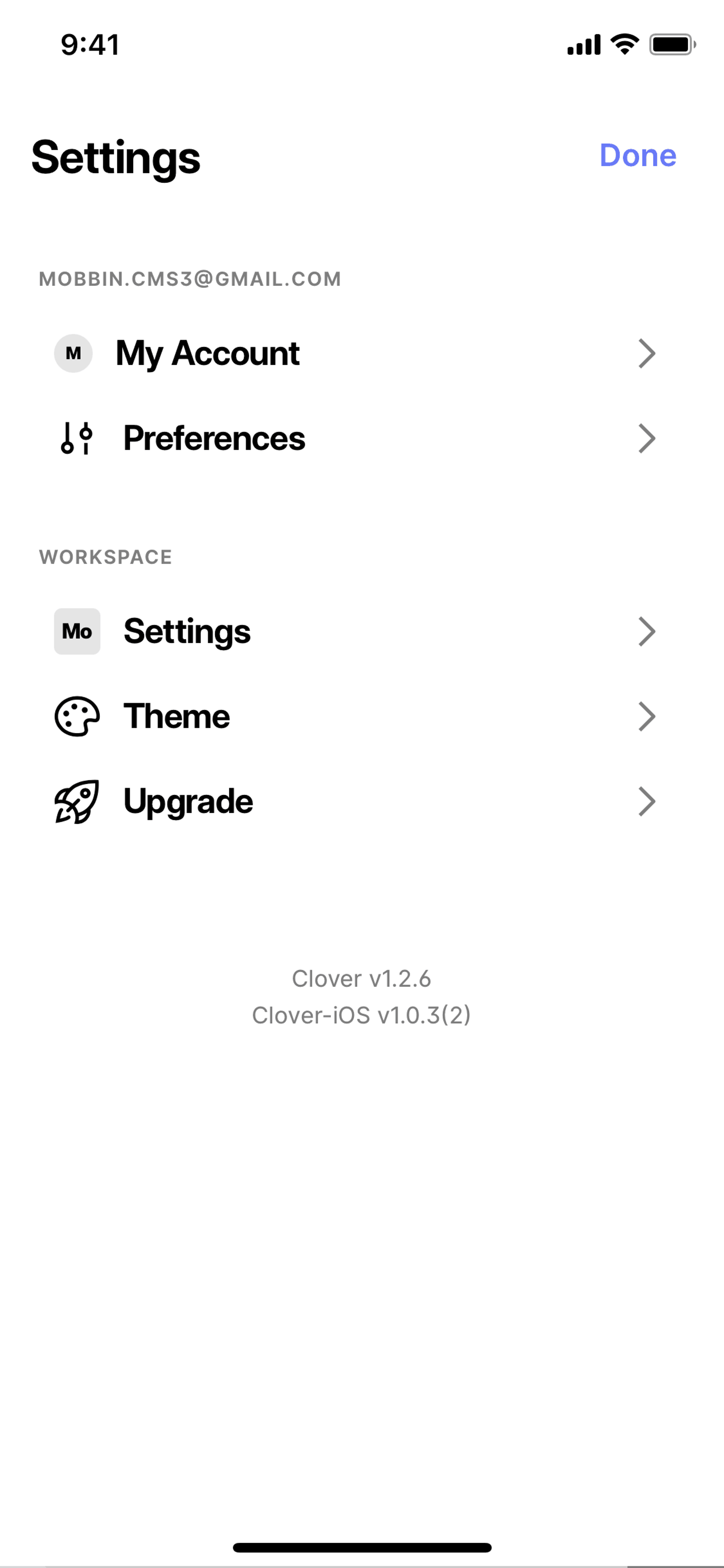 Clover iOS Productivity interface screenshot 3
