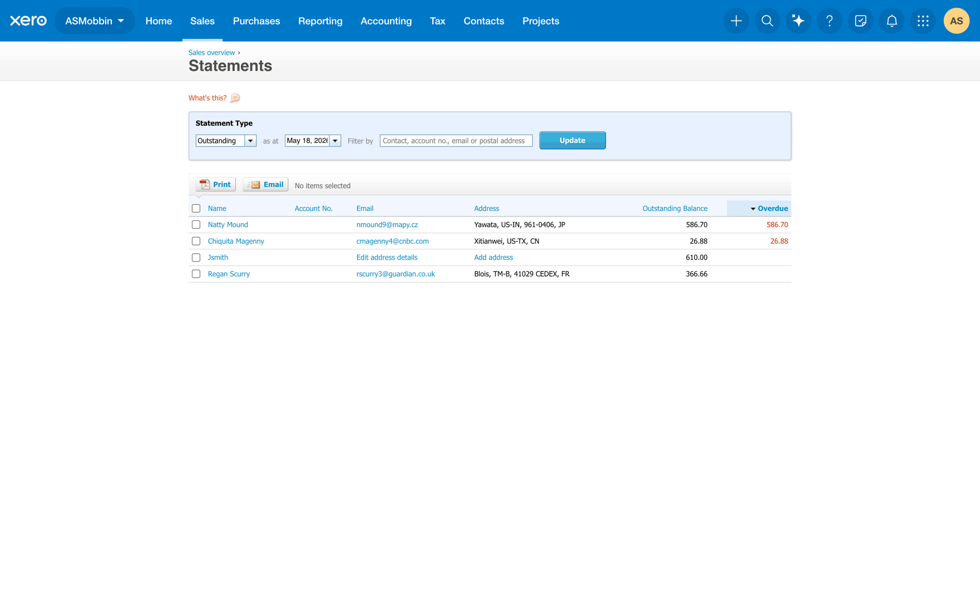 Xero Web Business interface screenshot 8