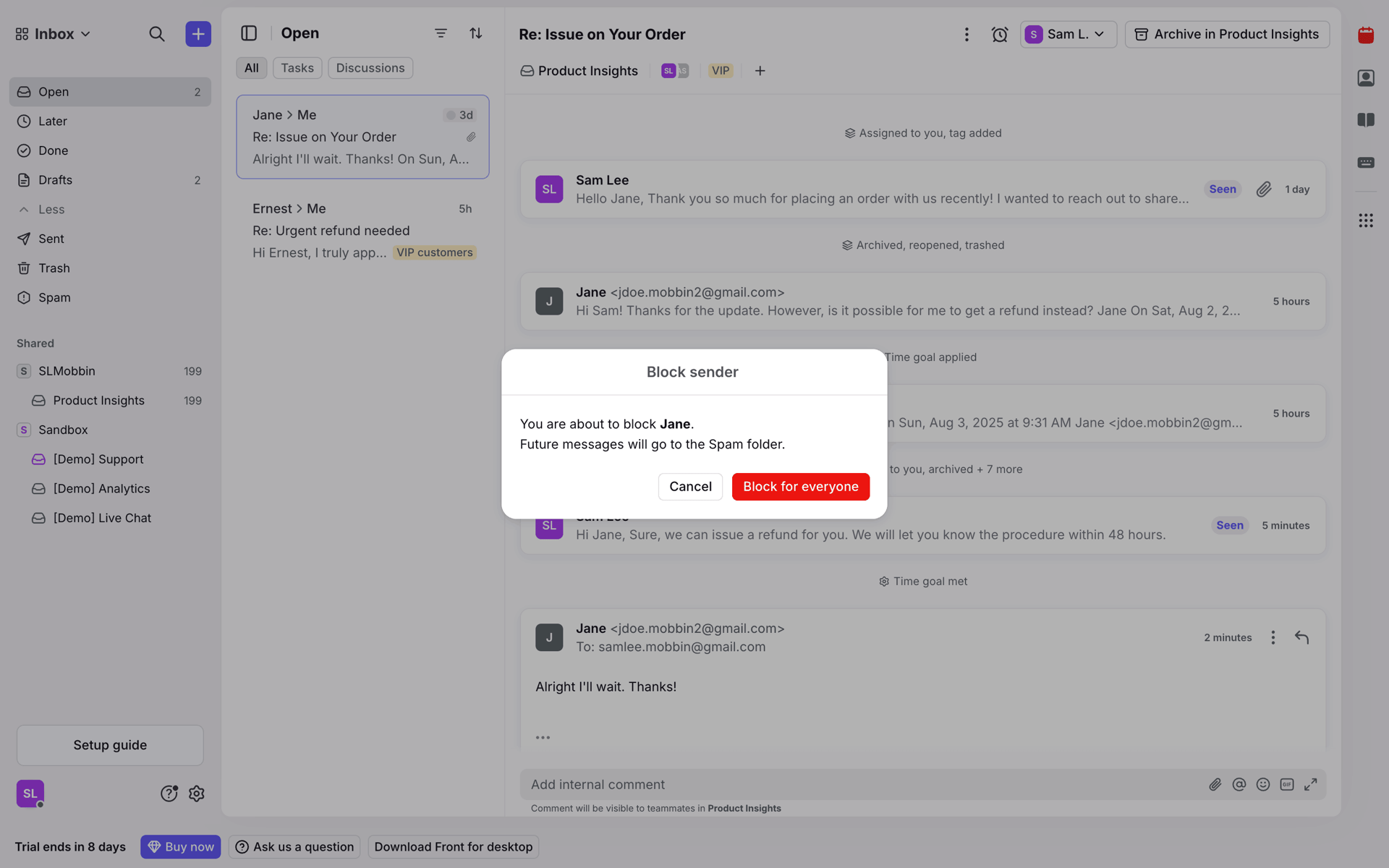 Front Web Business interface screenshot 10