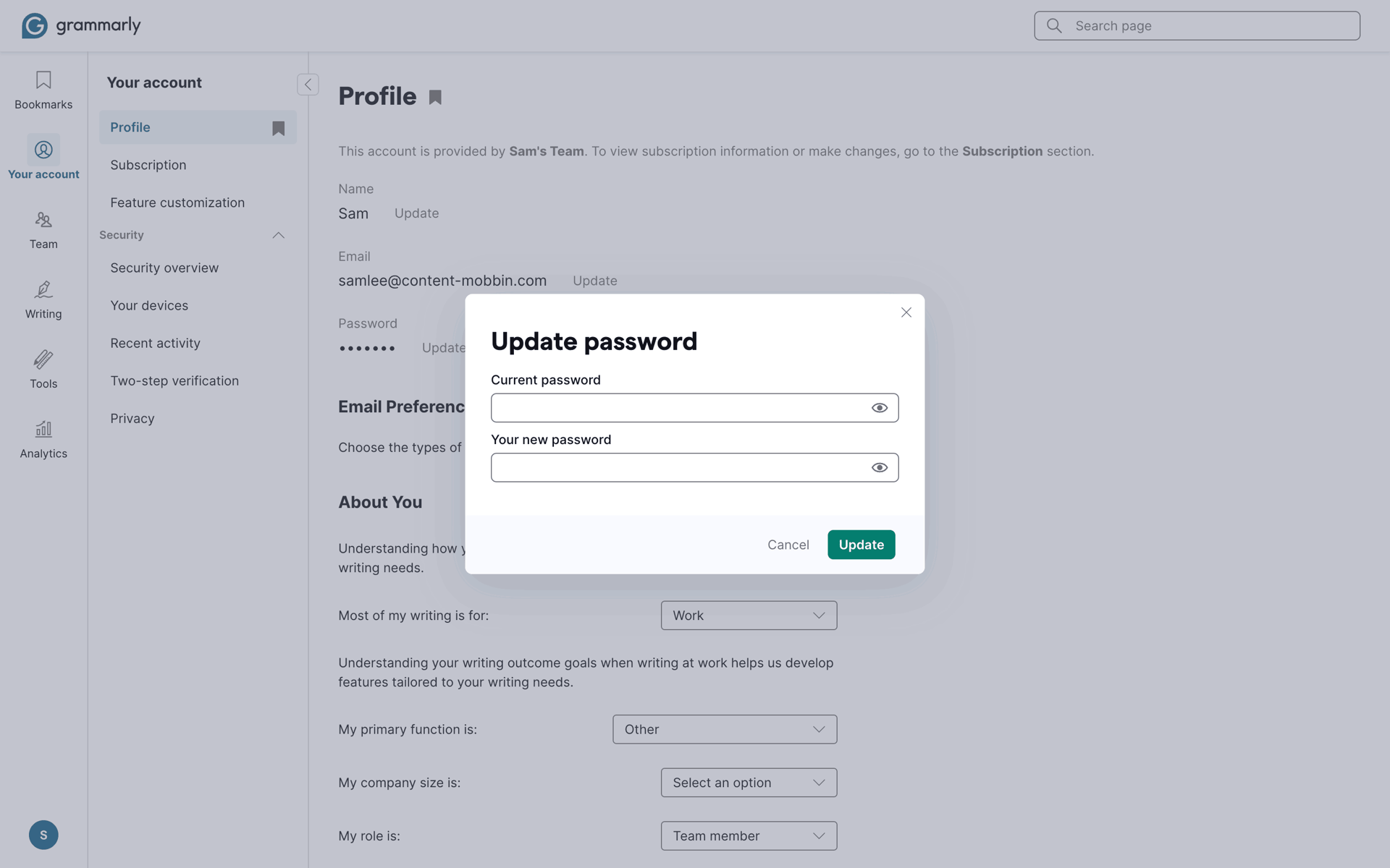 Grammarly Web AI interface screenshot 5