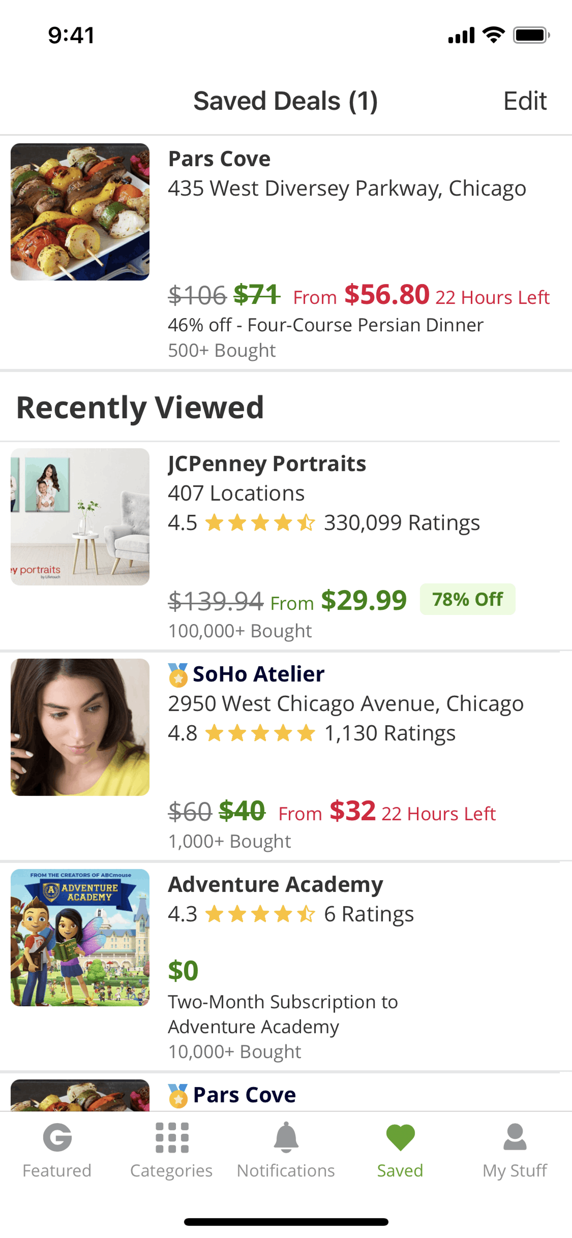 Groupon iOS Shopping interface screenshot 24