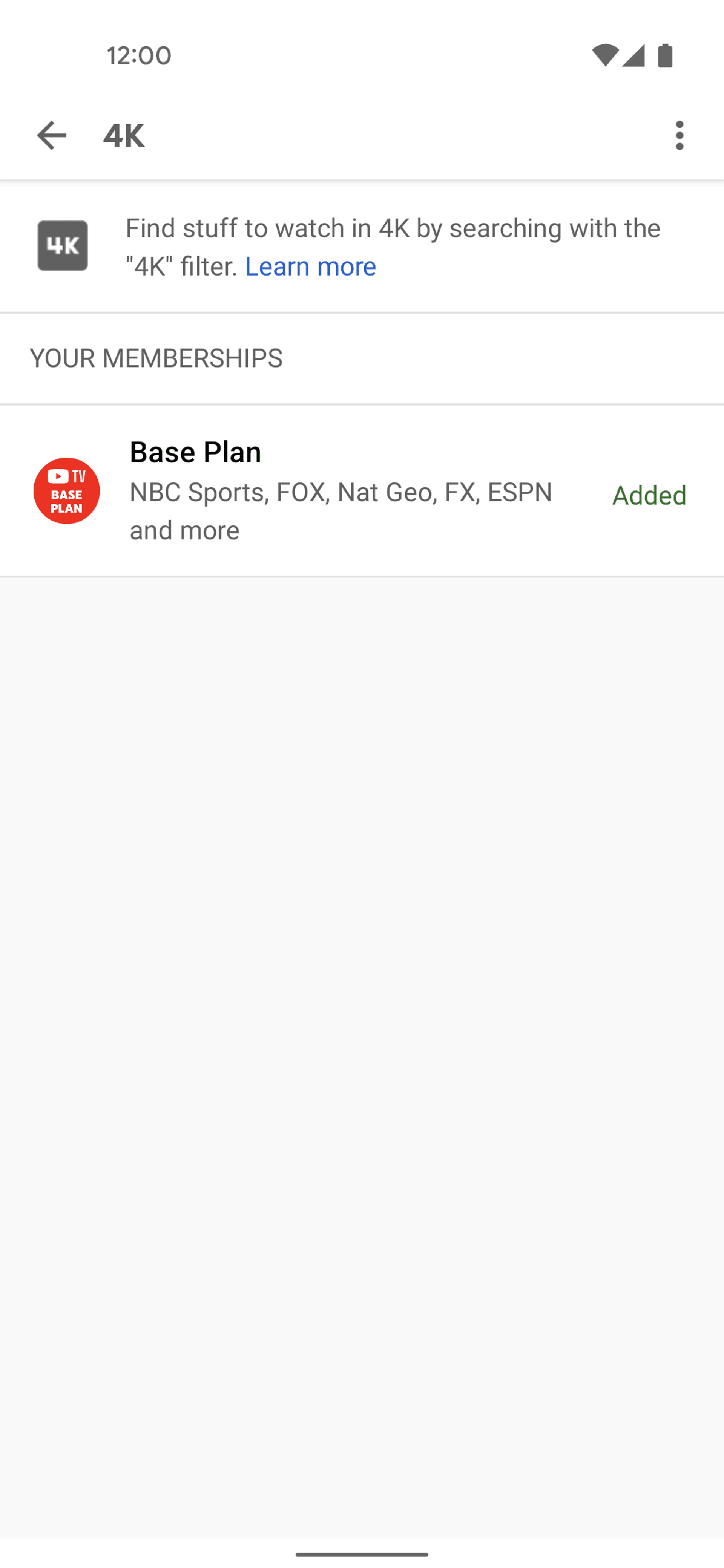 YouTube TV Android Entertainment interface screenshot 5