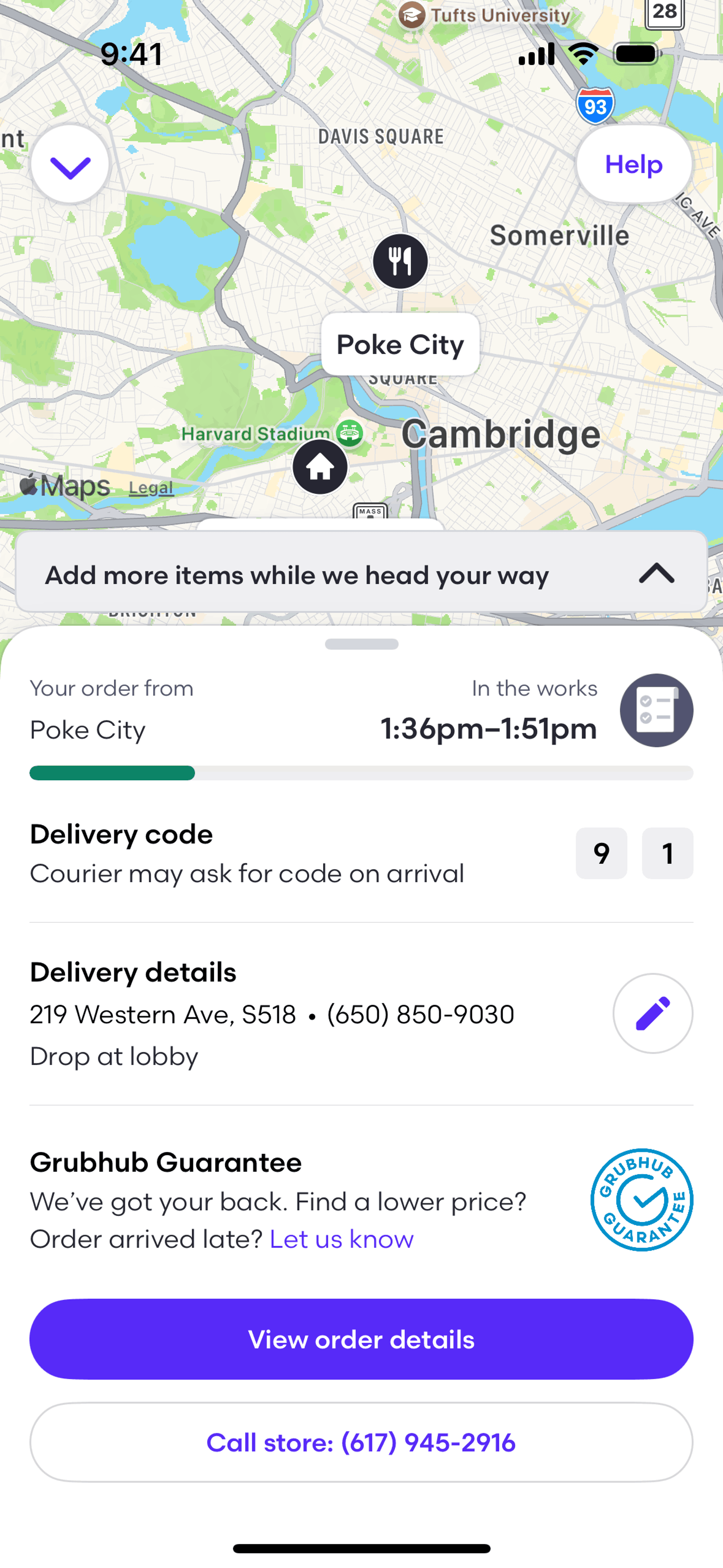 View delivery status on Grubhub (ios) screen 2