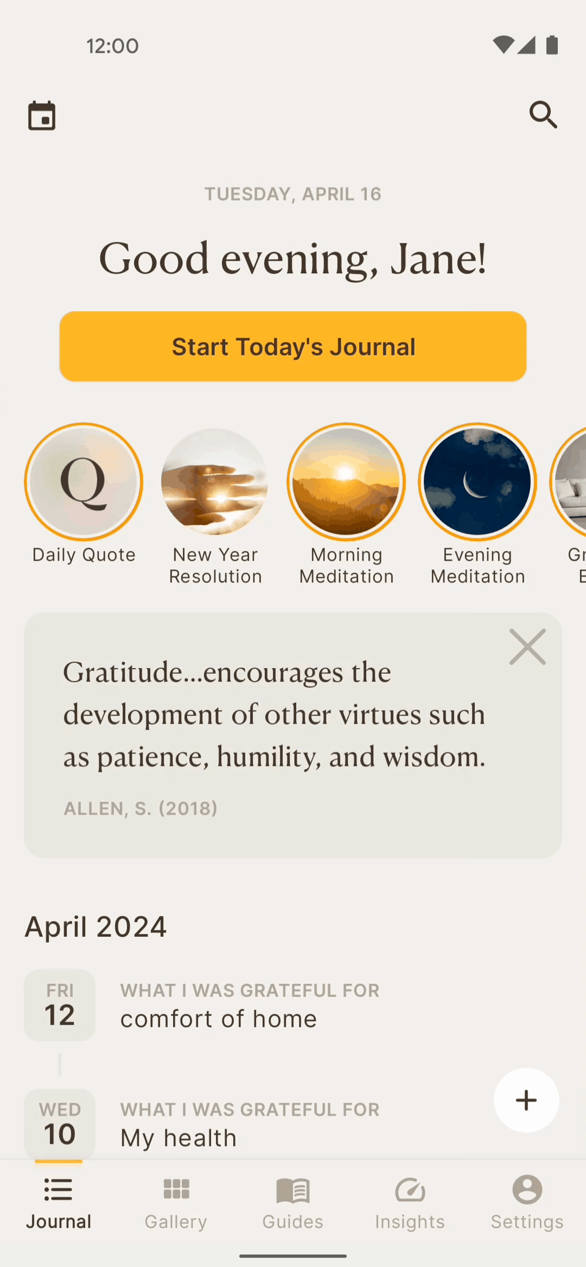 5 Minute Journal Android Health & Fitness interface screenshot 2