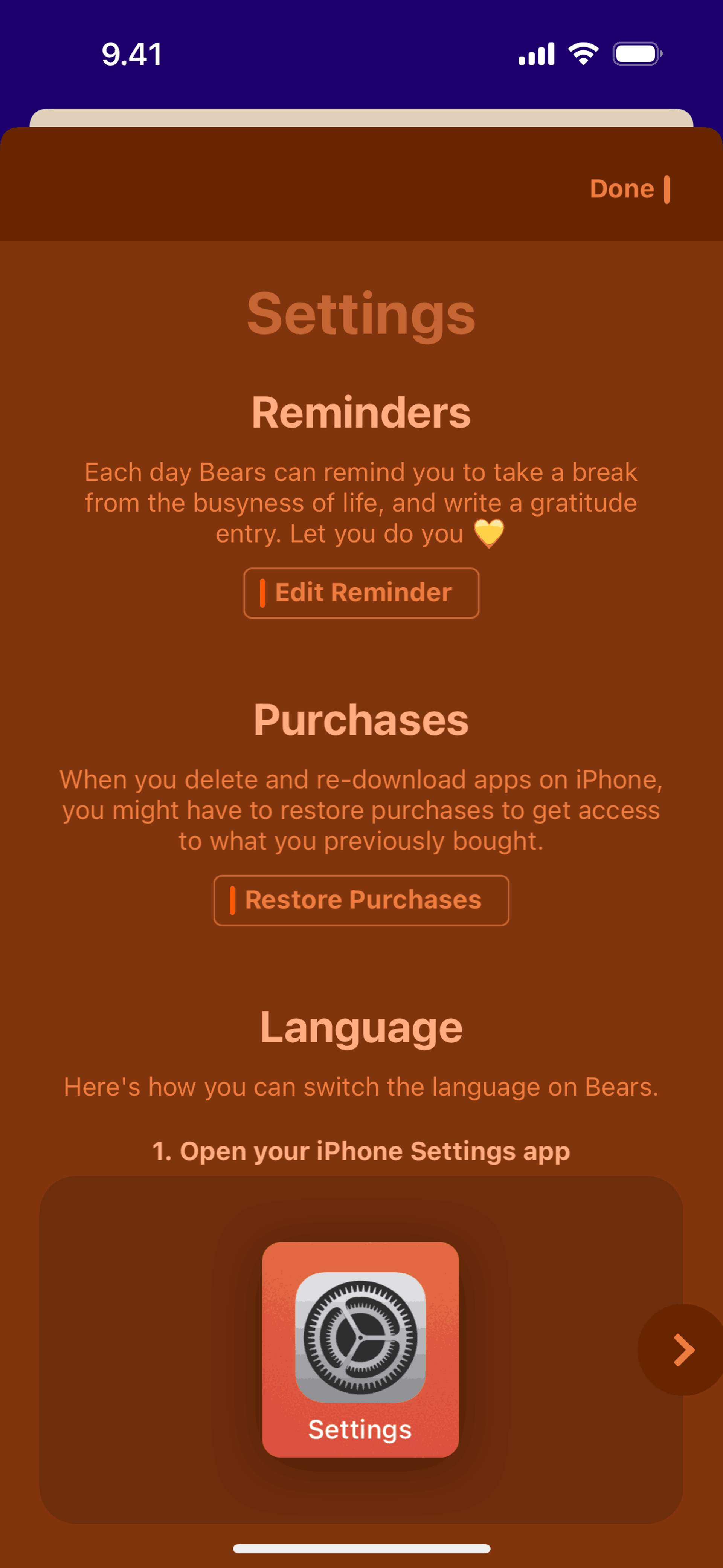 Bears Gratitude iOS Health & Fitness interface screenshot 8
