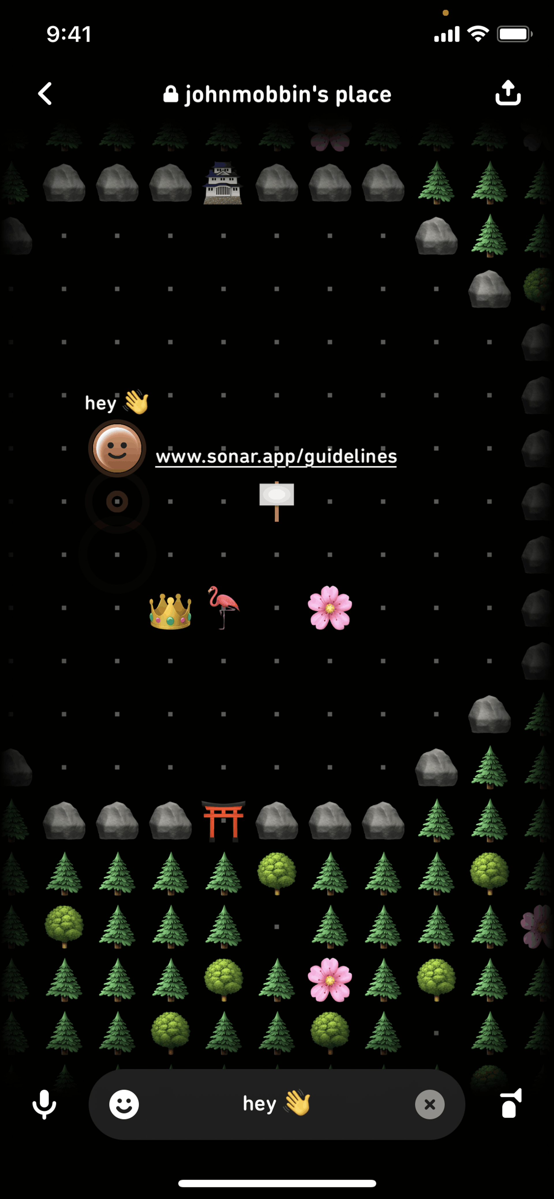 Moving in room on Sonar (ios) screen 2