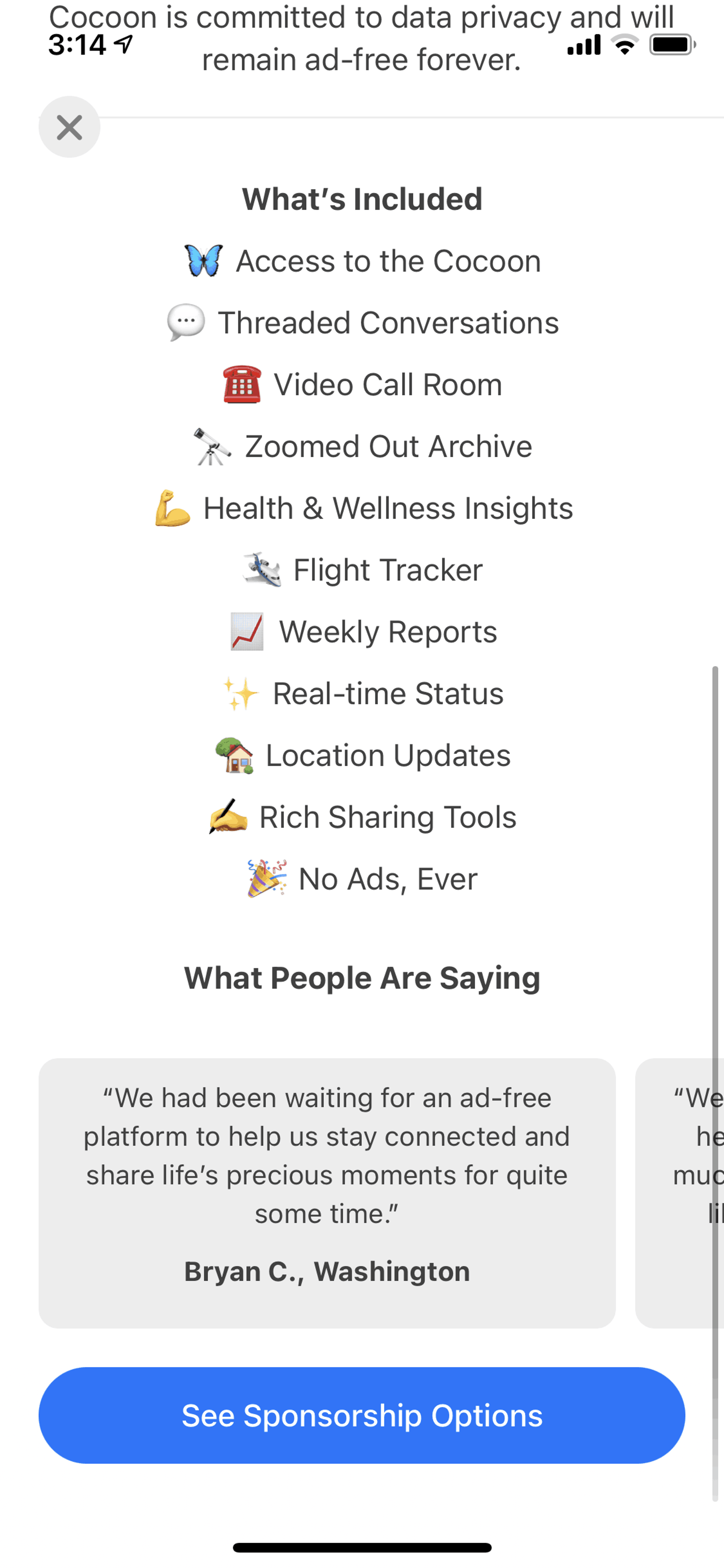 Cocoon iOS Lifestyle interface screenshot 16