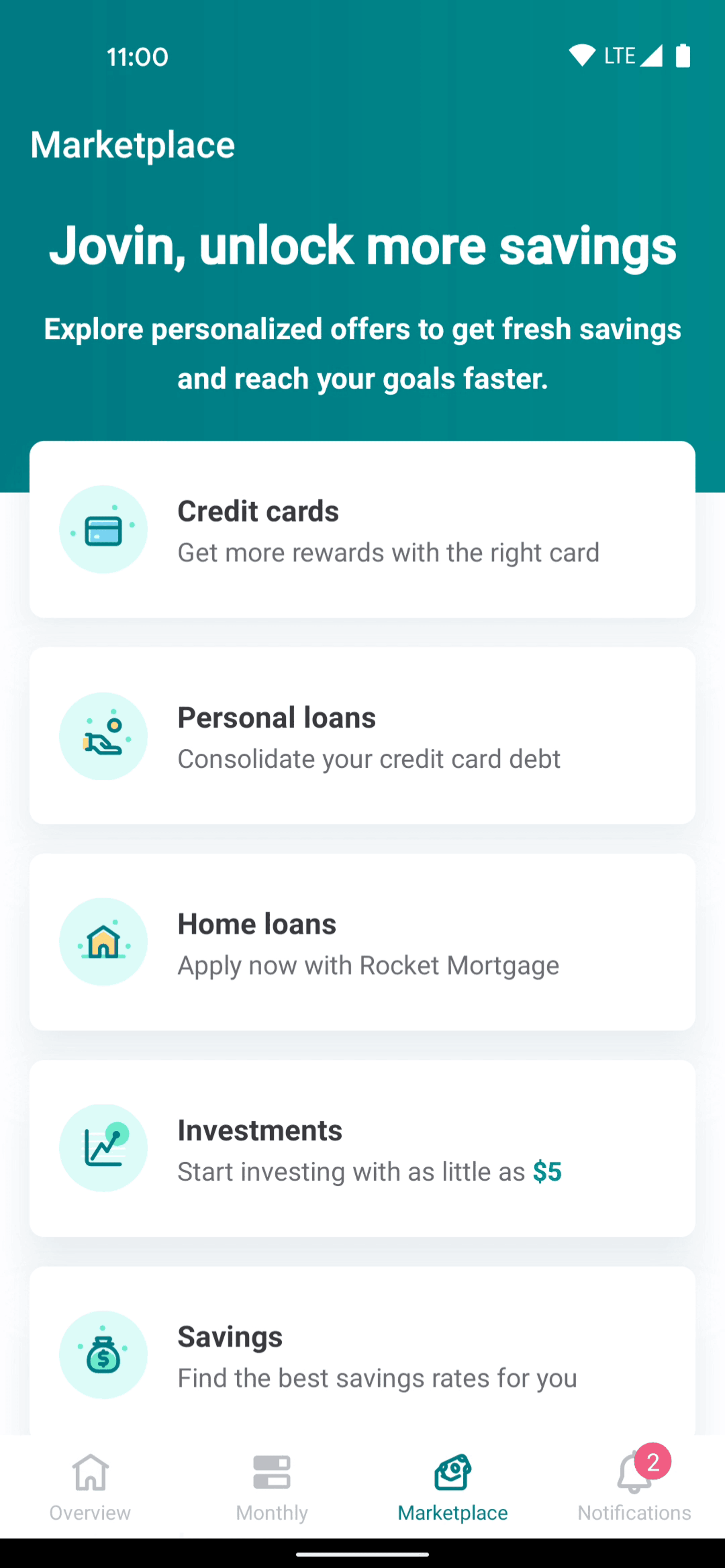 Mint Android Finance interface screenshot 2