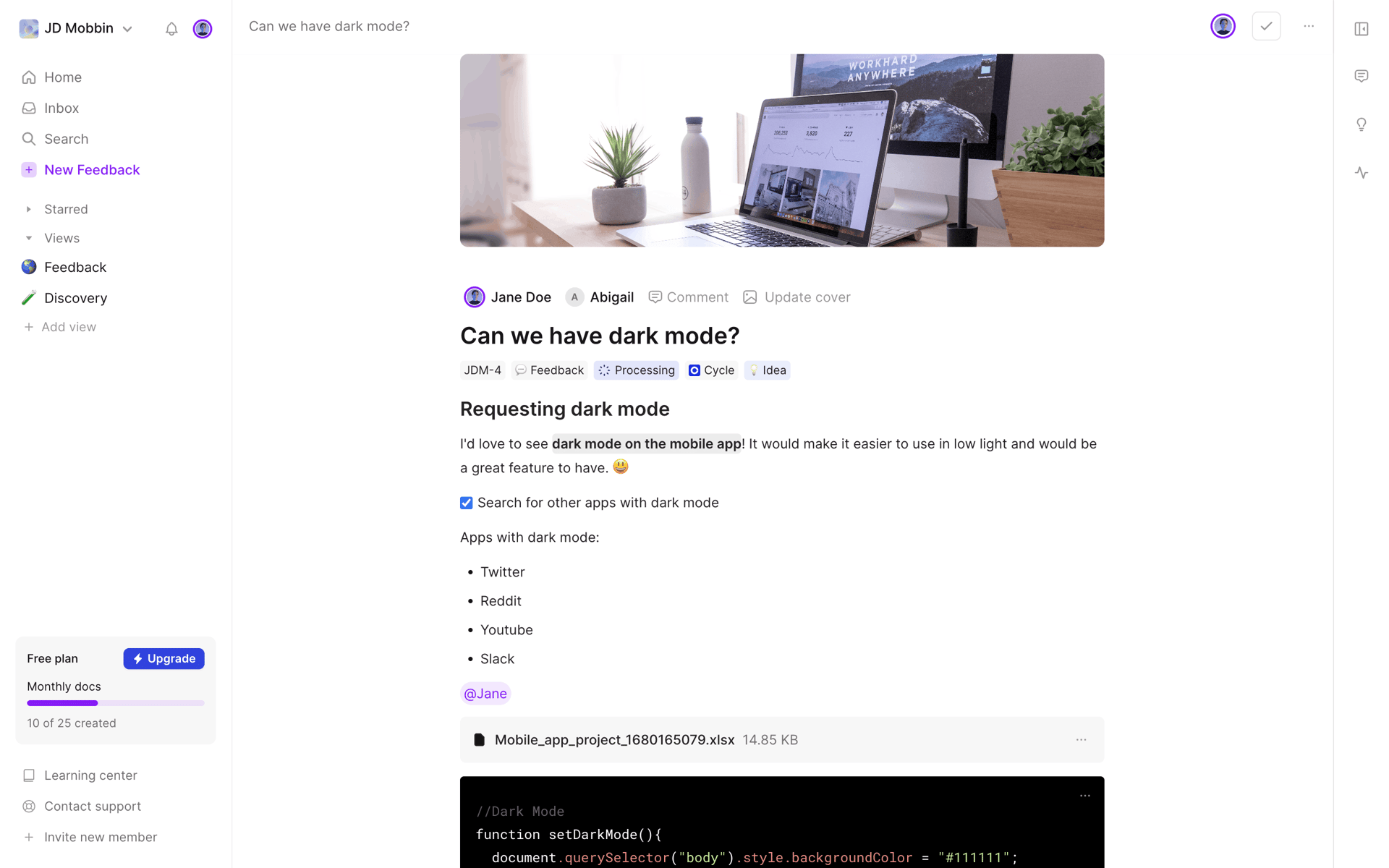 Cycle Web Productivity interface screenshot 21