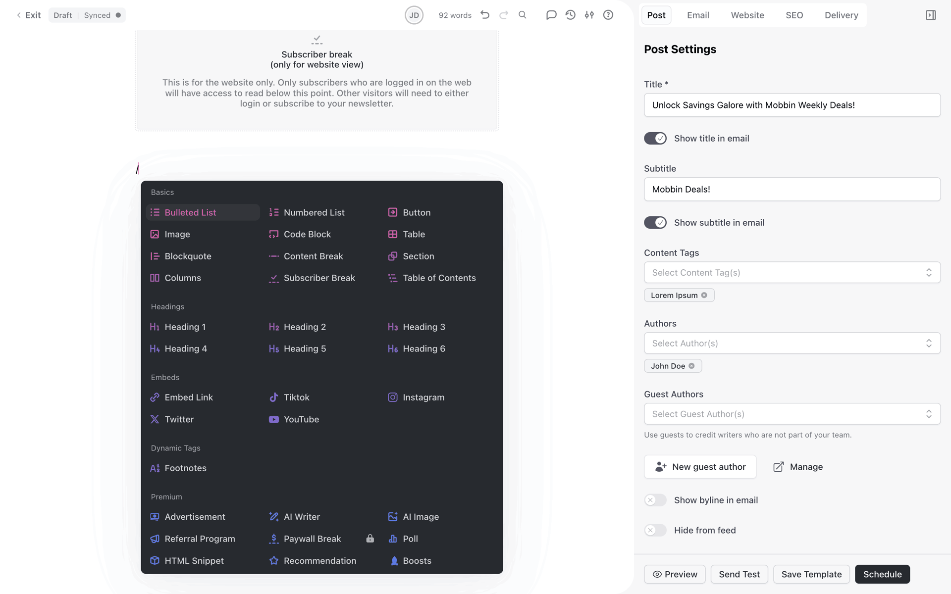 beehiiv Web Business interface screenshot 12