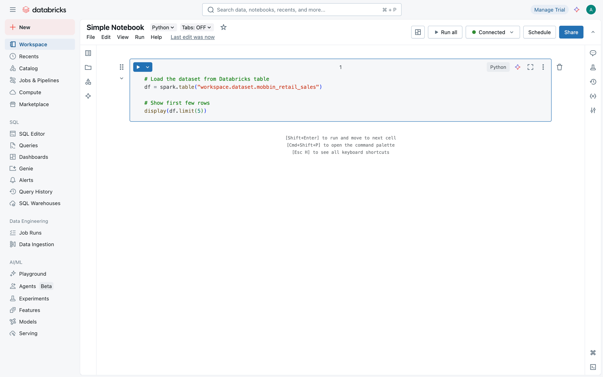 Databricks Web Developer Tools interface screenshot 11